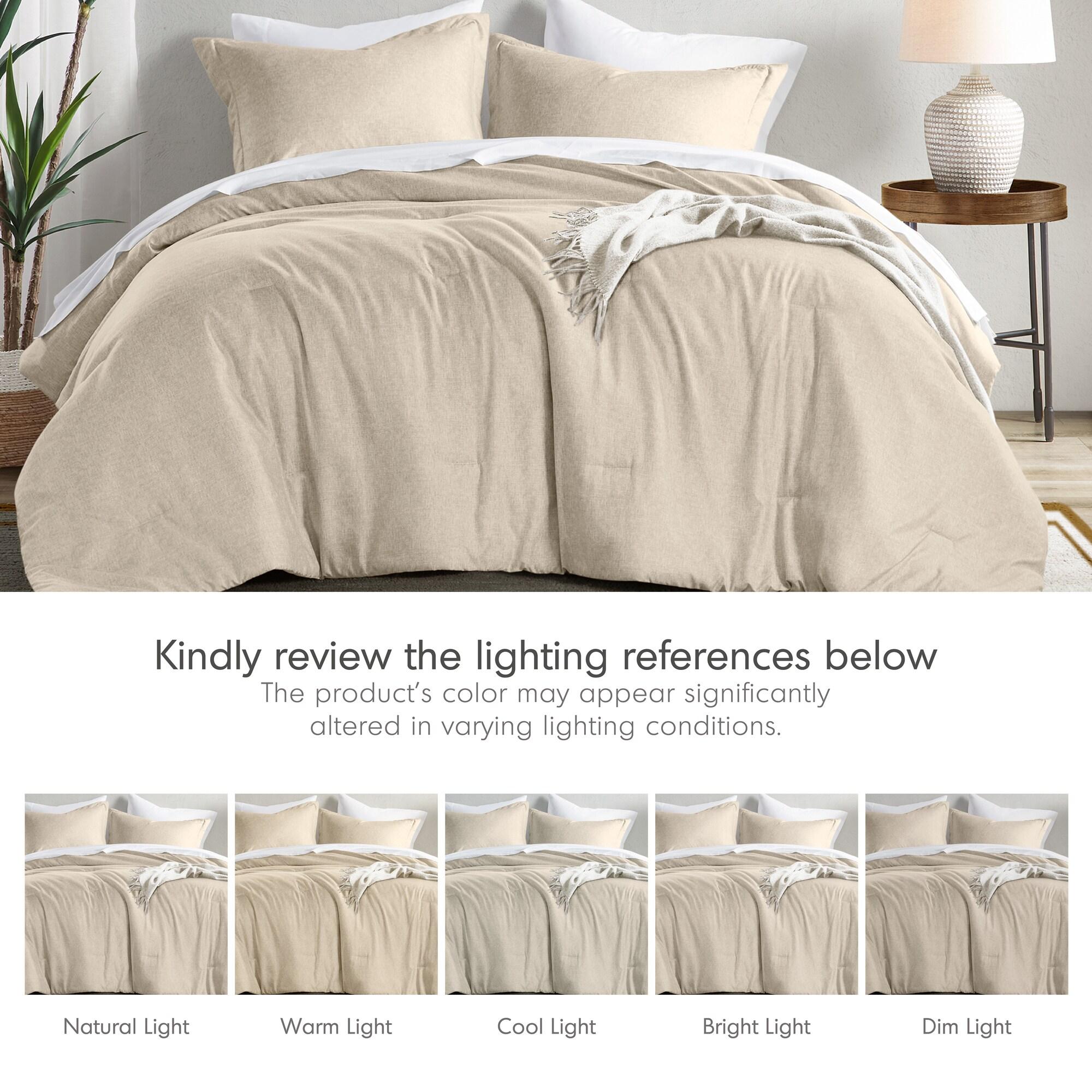 Comfort Spaces Twin Comforter Set - 2pcs (1 Microfiber Comforter & 1shams) Farmhouse Bedding Comforter for All Seasons Boho Bedding Set, Lightweight Solid Bed Comforter Sets,Twin/Twin XL, Taupe
