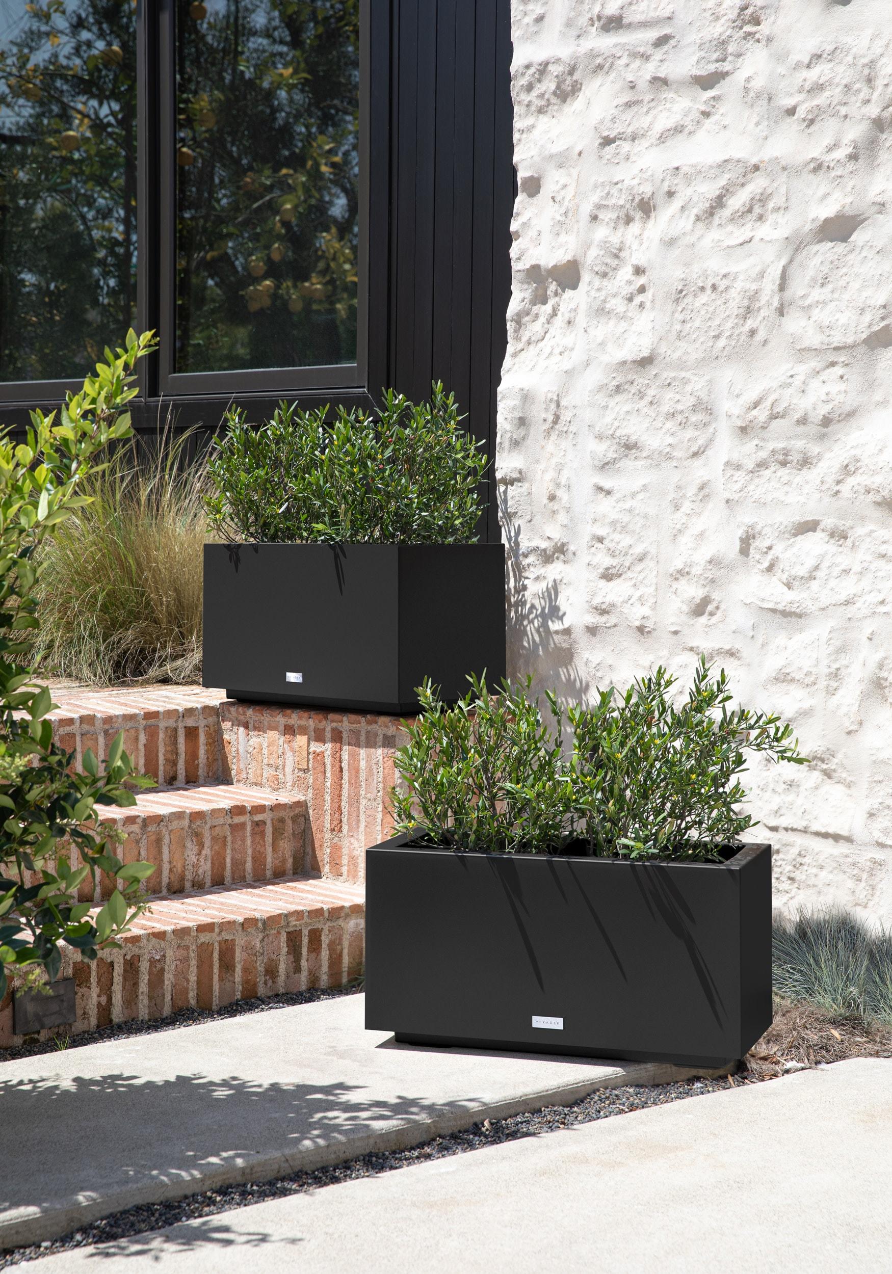 Veradek Block Series Long Box Small 25" Plastic Planter - Black