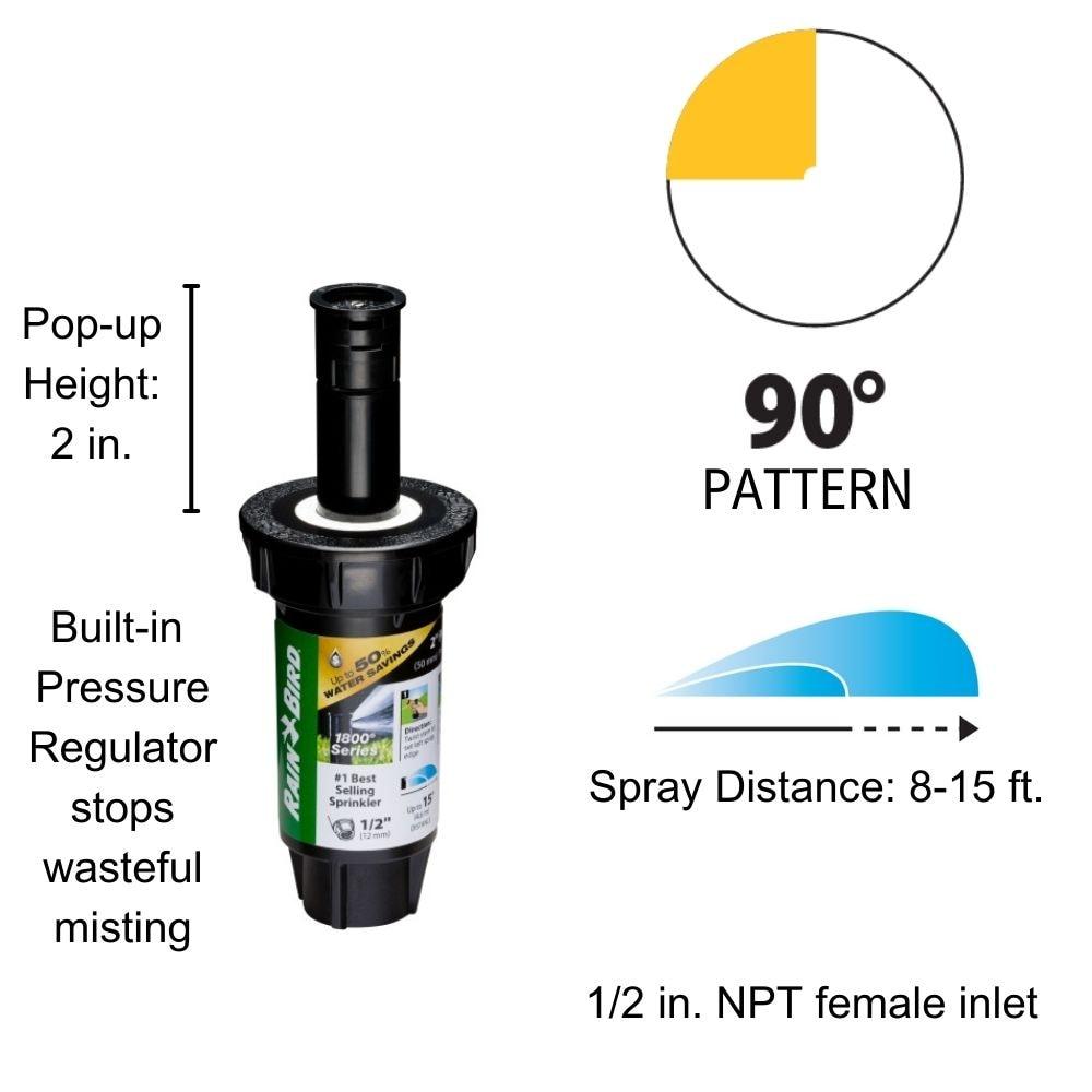 Professional Series 2" Quarter Circle Pop Up Spray Head Dual Spray Noz, Each