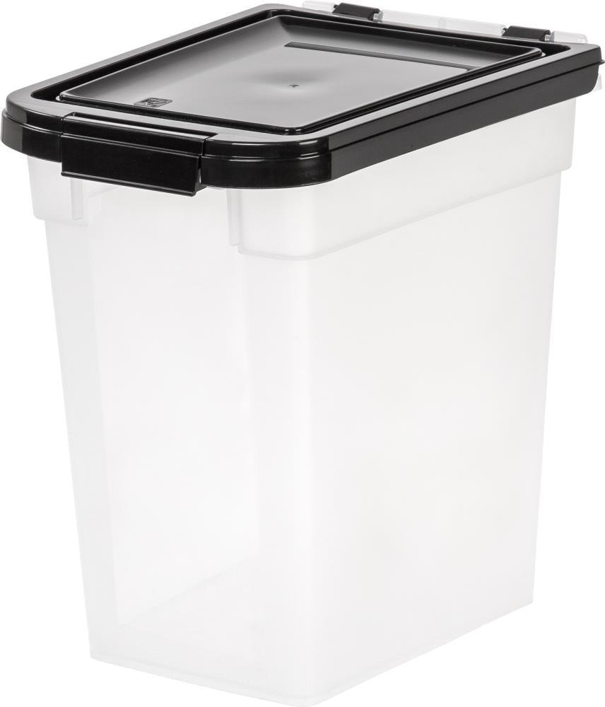 IRIS USA 10 Lbs / 12.75 Qt WeatherPro Airtight Pet Food Storage Container, Clear/Black