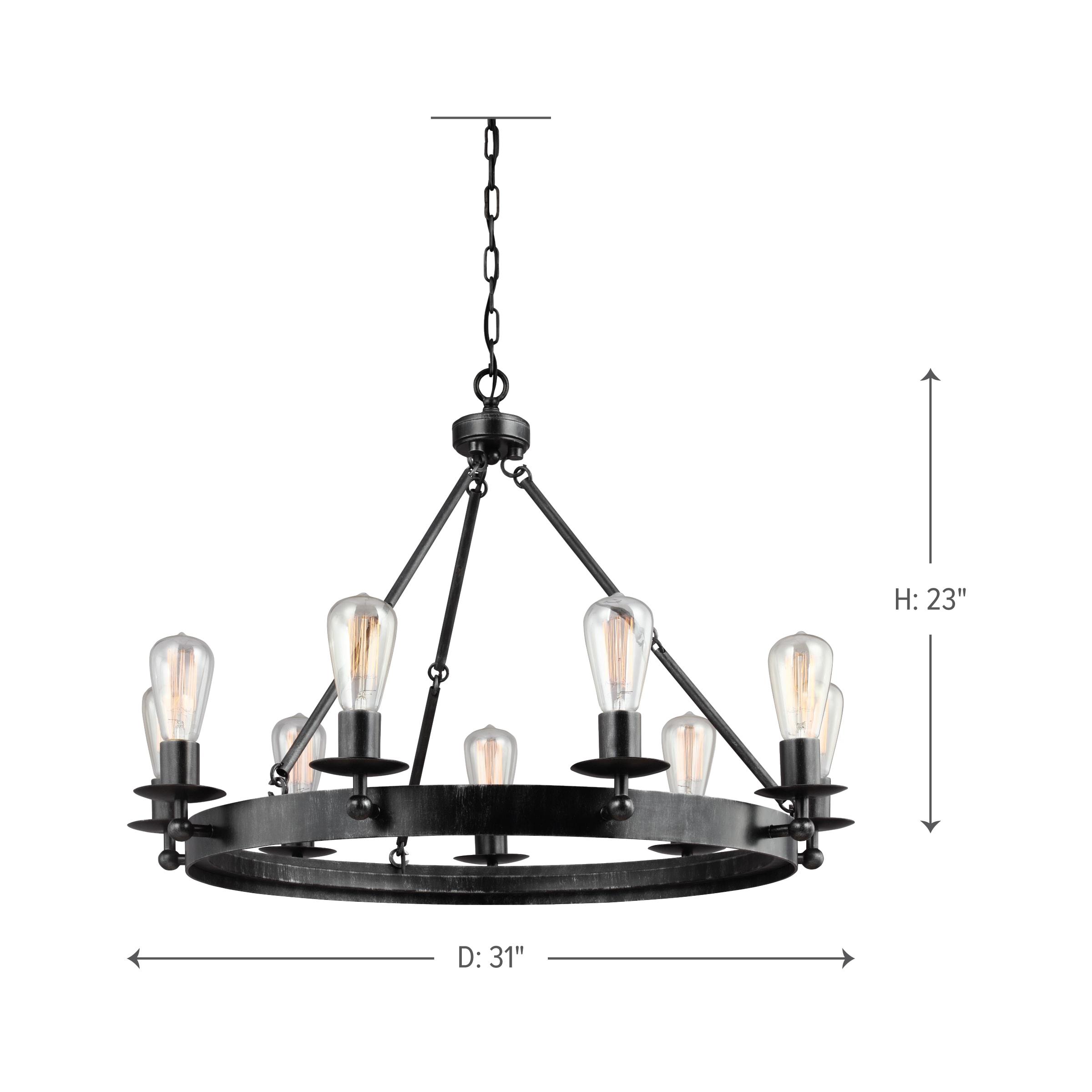 Rosswood Metal Chandelier (25"-31")