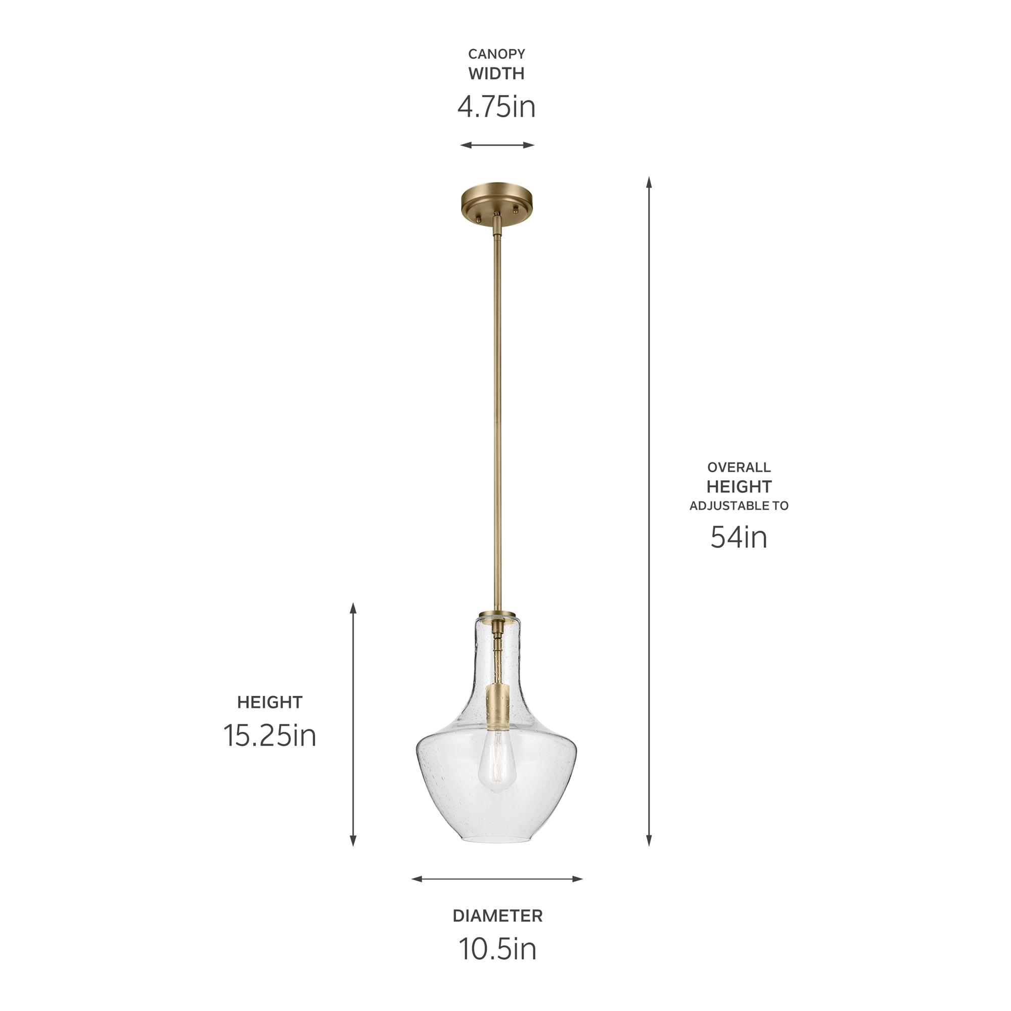 Natural Brass Mini Pendant with Clear Seeded Glass Shade