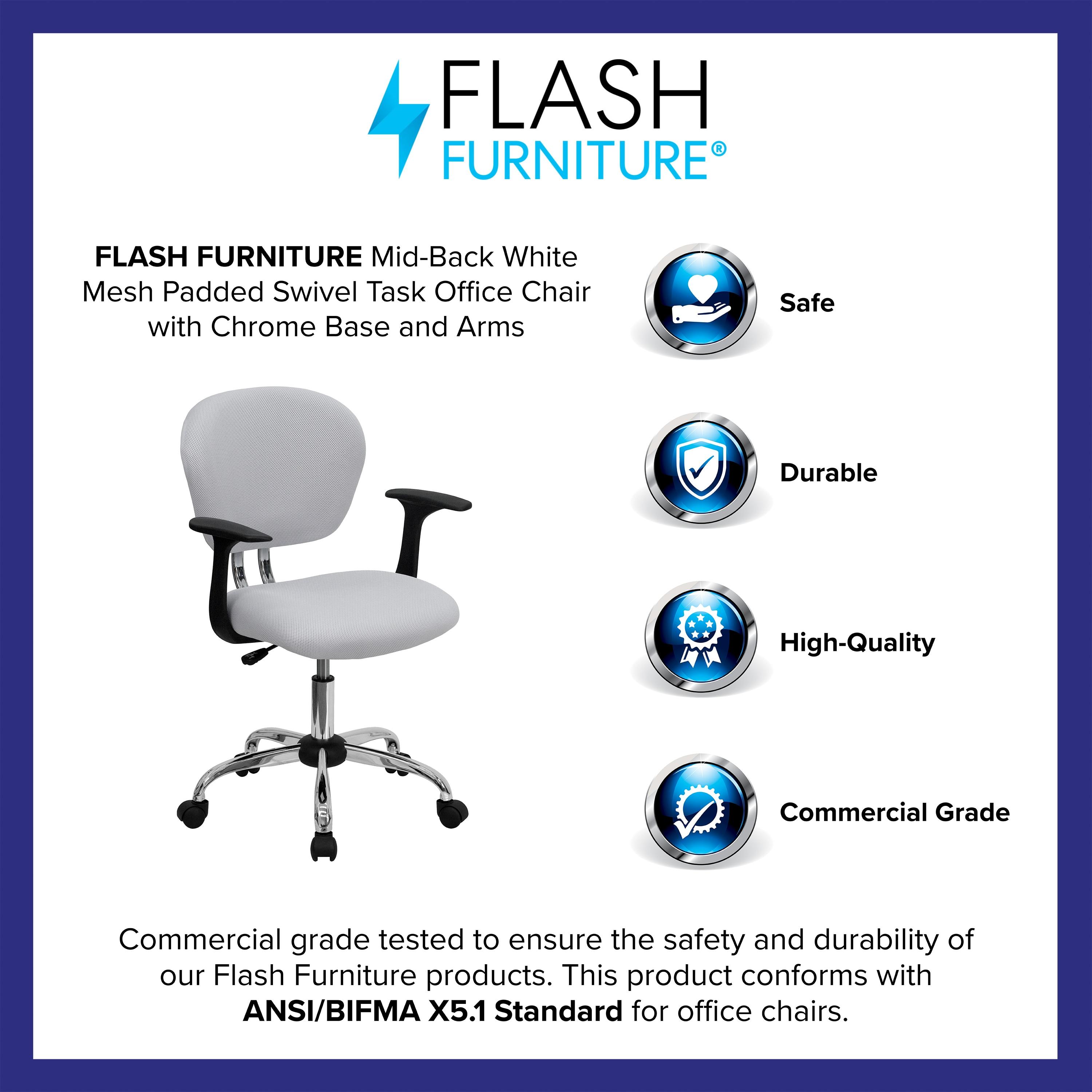 Mid-Back White Mesh Swivel Task Chair with Chrome Base