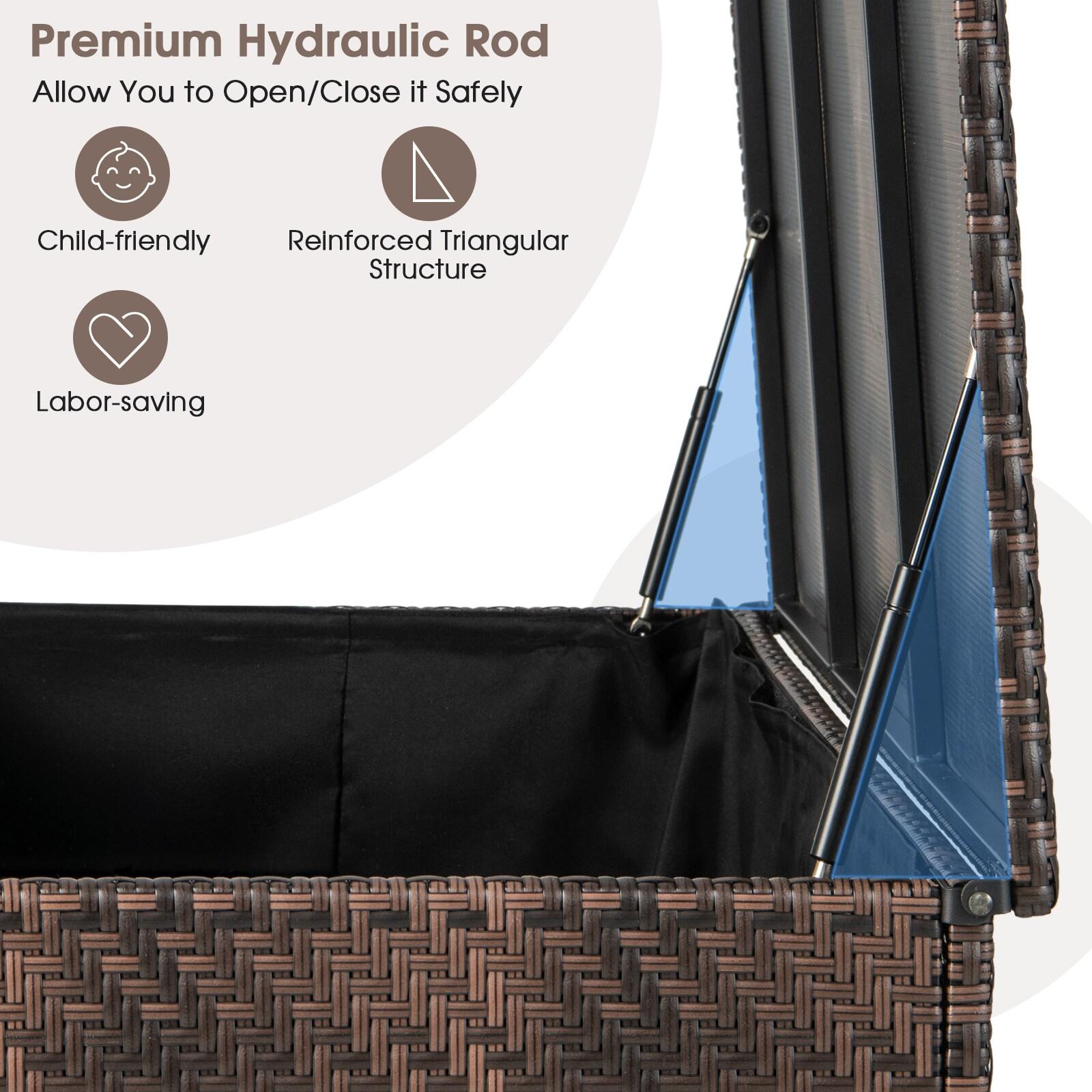 CasaCore 96 Gallon PE Wicker Outdoor Storage Box with 4 Wheels