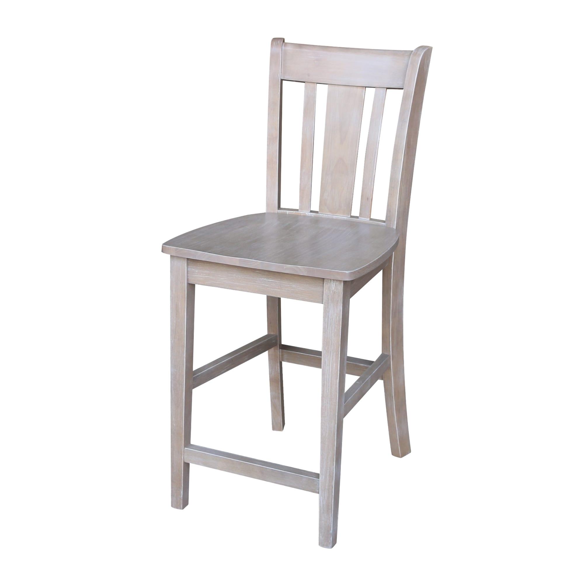 24" San Remo Counter Height Barstool Washed Gray Taupe - International Concepts: Solid Wood, No Assembly Required