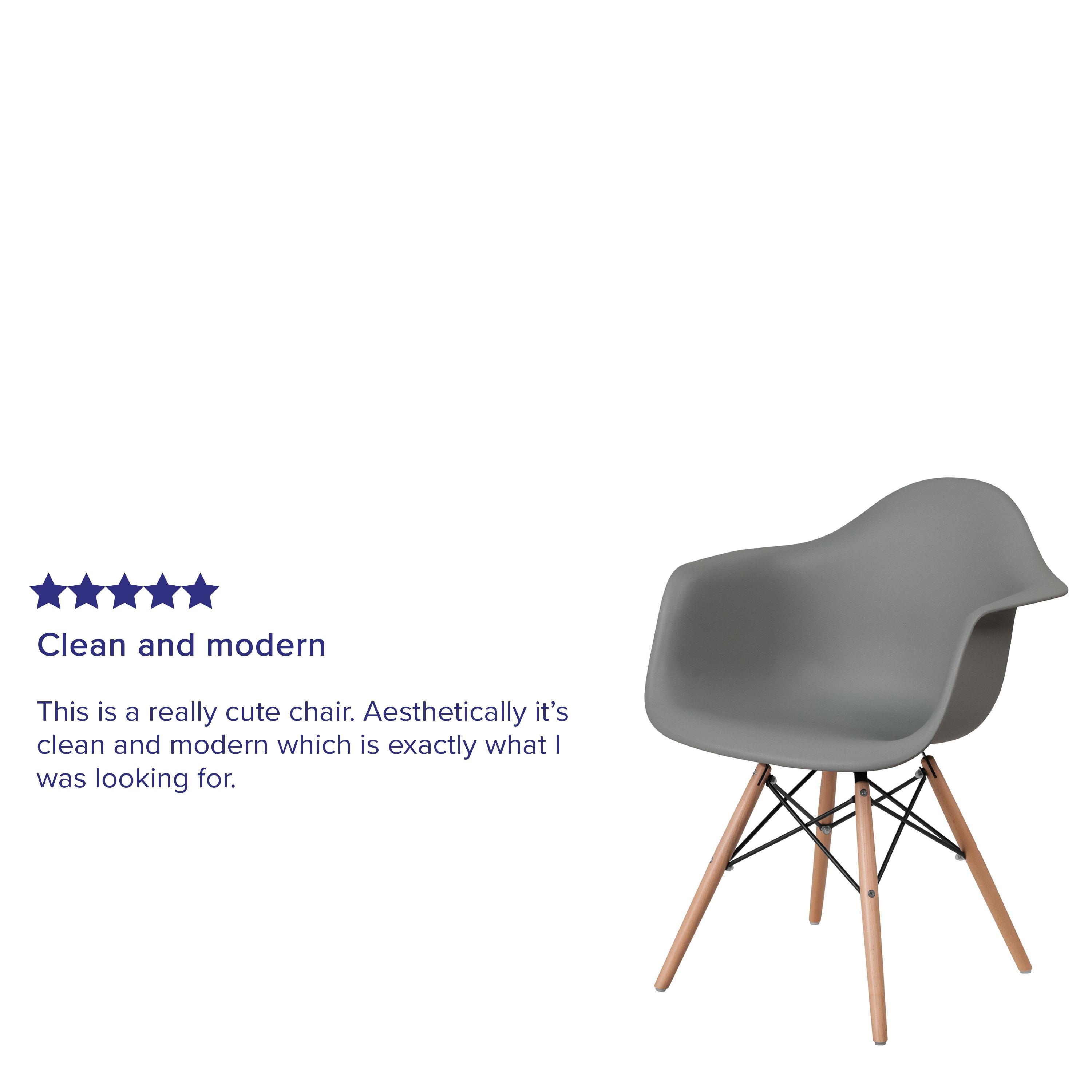 Flash Furniture Alonza Series Moss Gray Plastic Chair with Wooden Legs