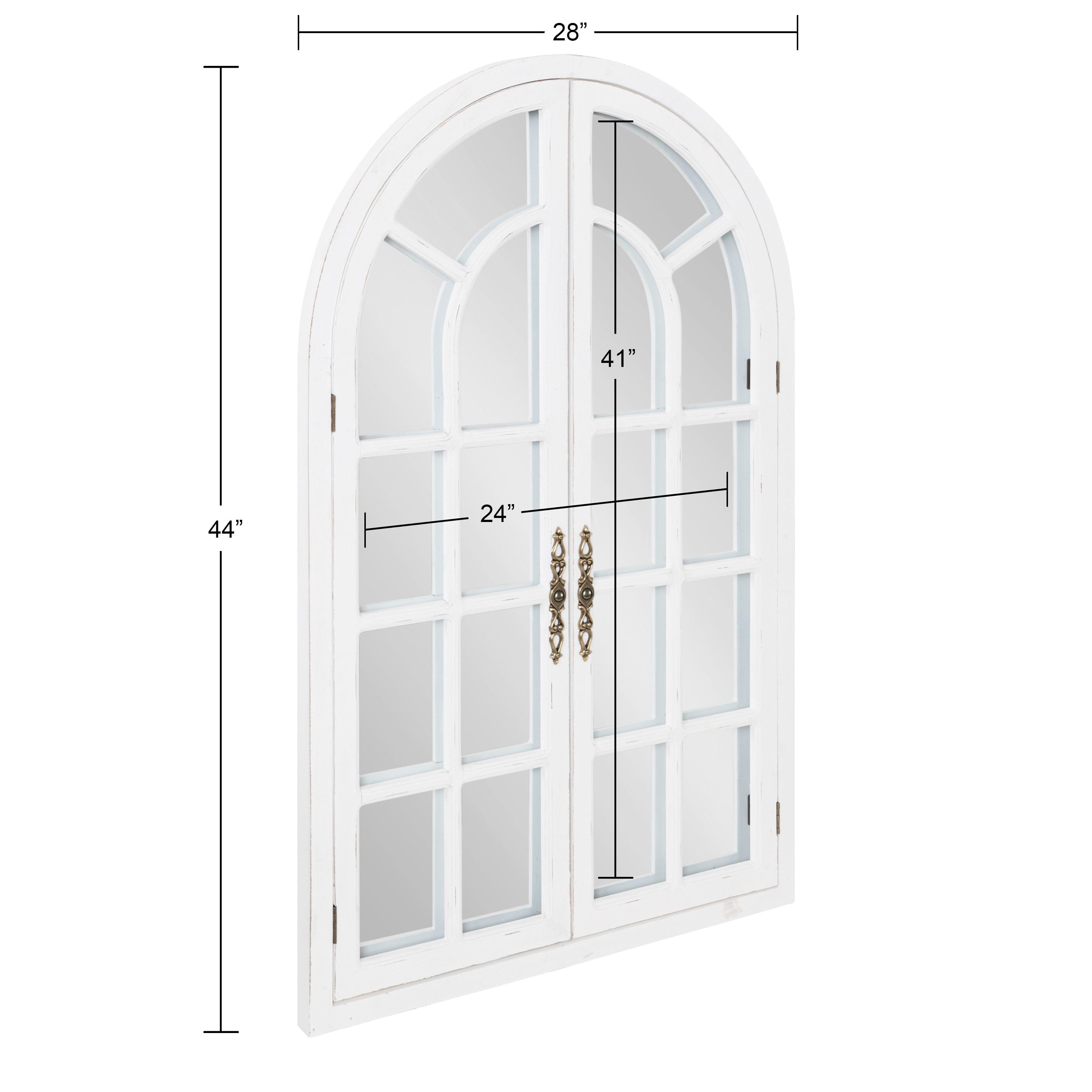 28"x44" Boldmere Arch Wall Mirror White - Kate & Laurel All Things Decor: Rustic Farmhouse Windowpane
