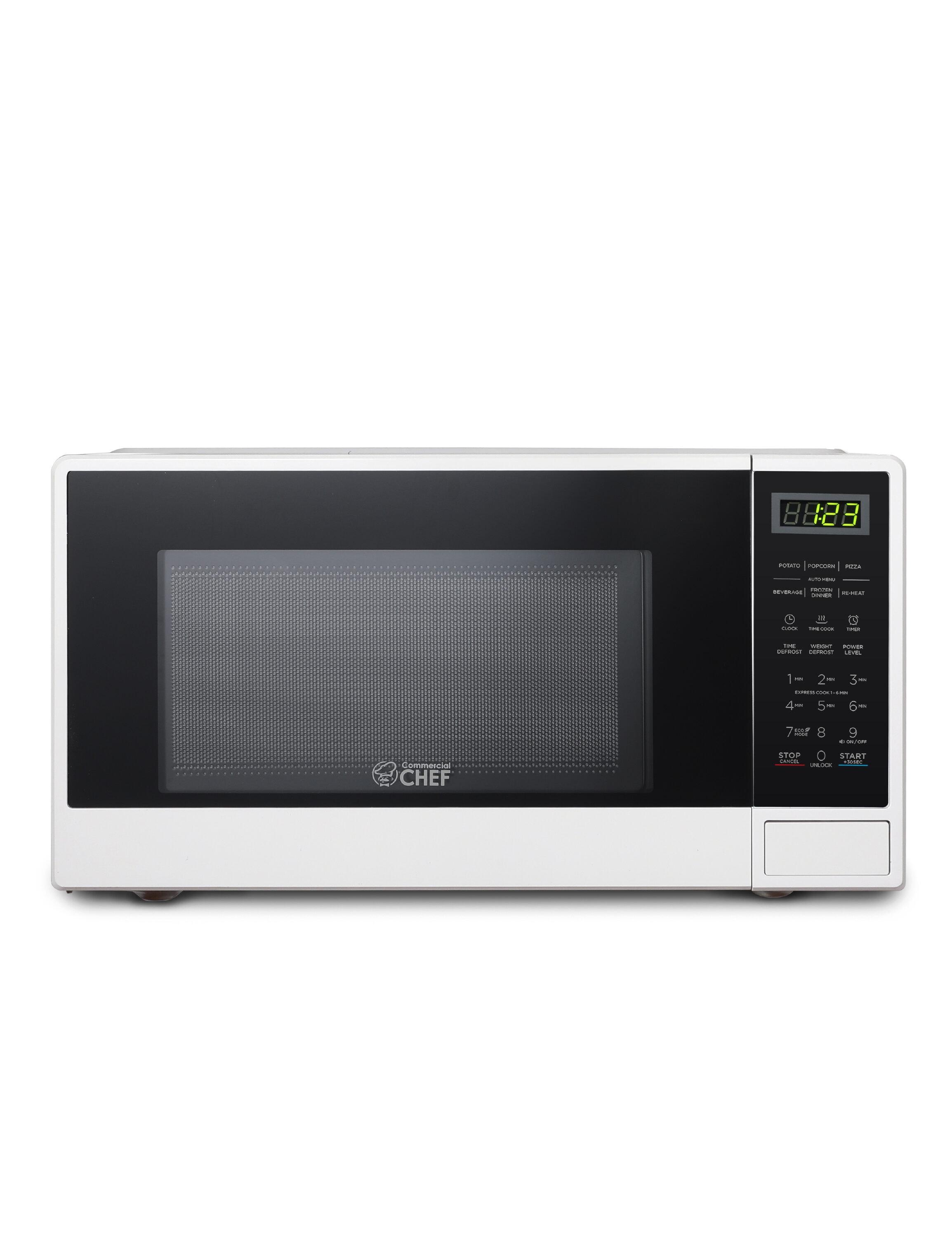 COMMERCIAL CHEF 1.1 Cu Ft Microwave with 10 Power Levels, Small Microwave with Push Button