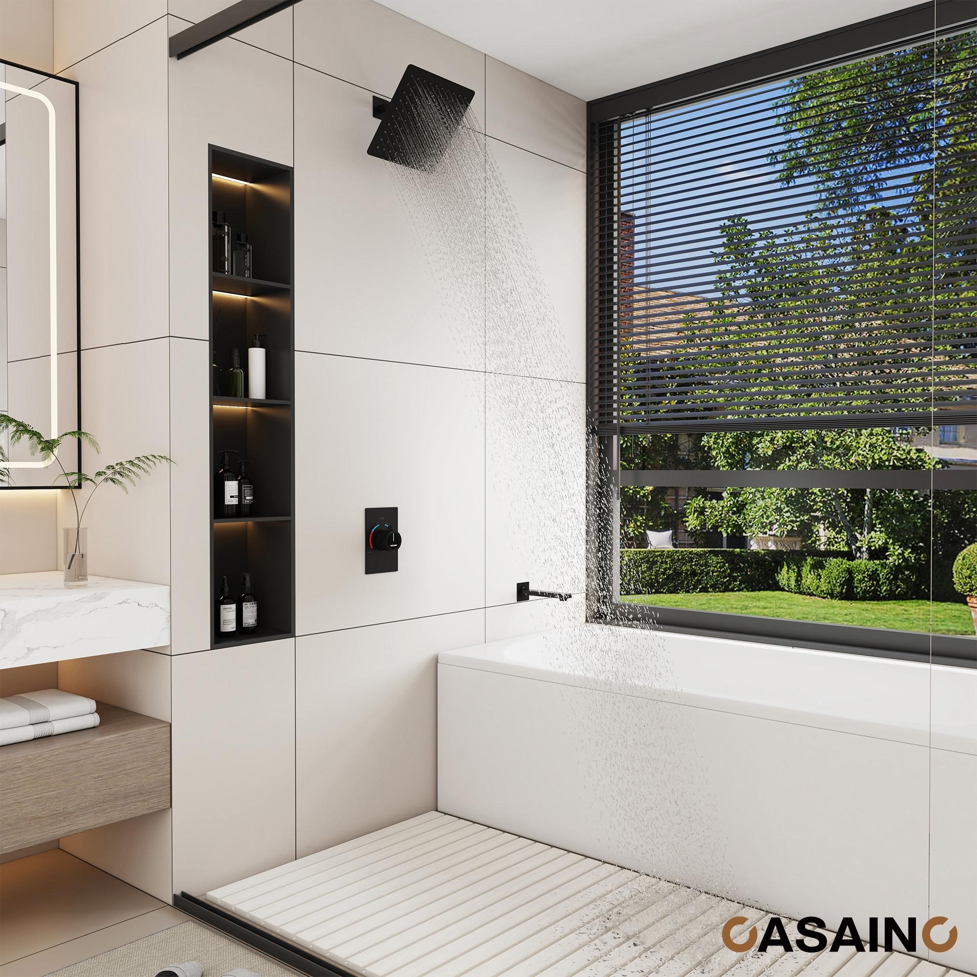 10 Inch Rainfall Shower System with Tilt Shower Head and Tub Spout with Rough in-Valve