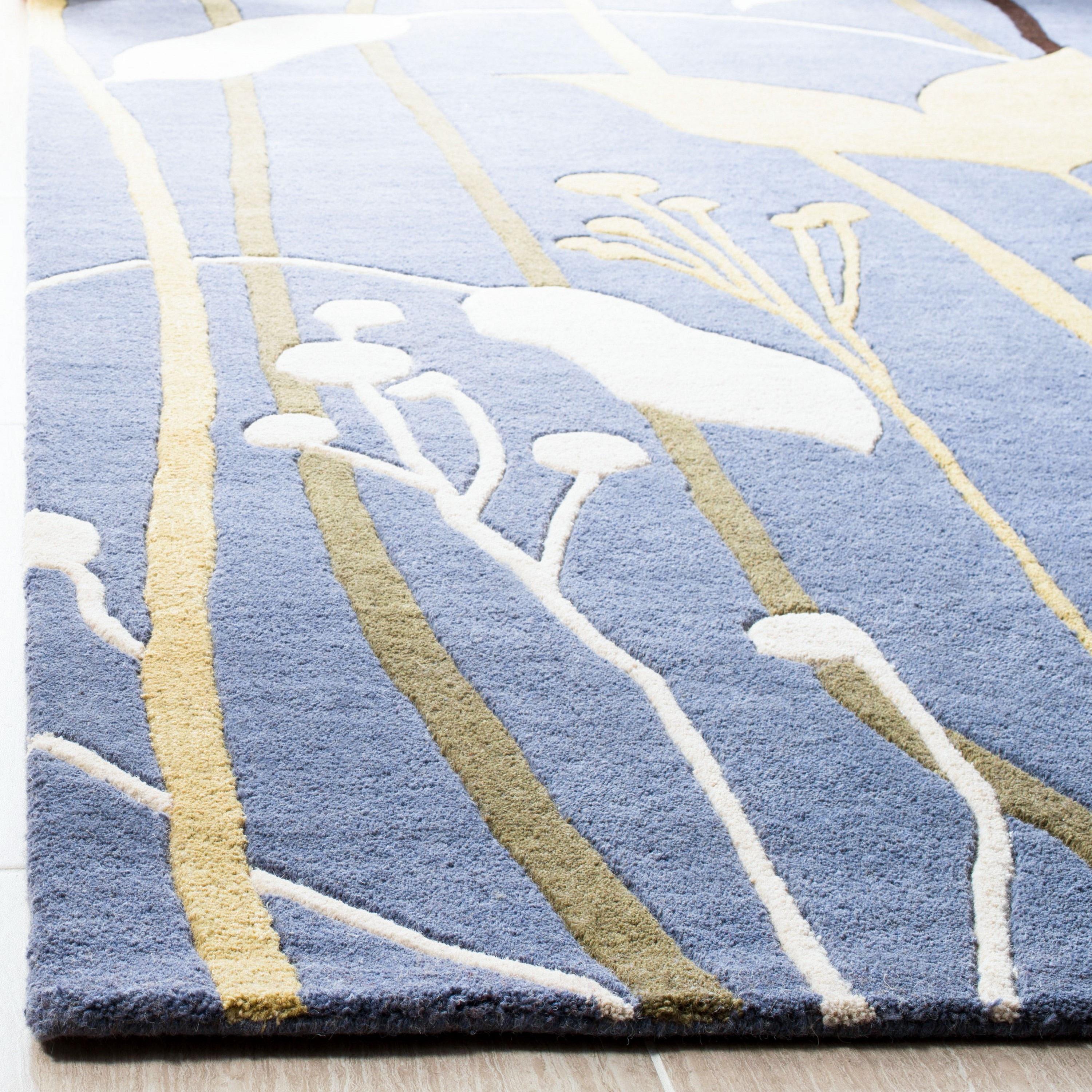 SAFAVIEH Soho Jordan Floral Wool Area Rug, Blue/Multi, 3'6" x 5'6"
