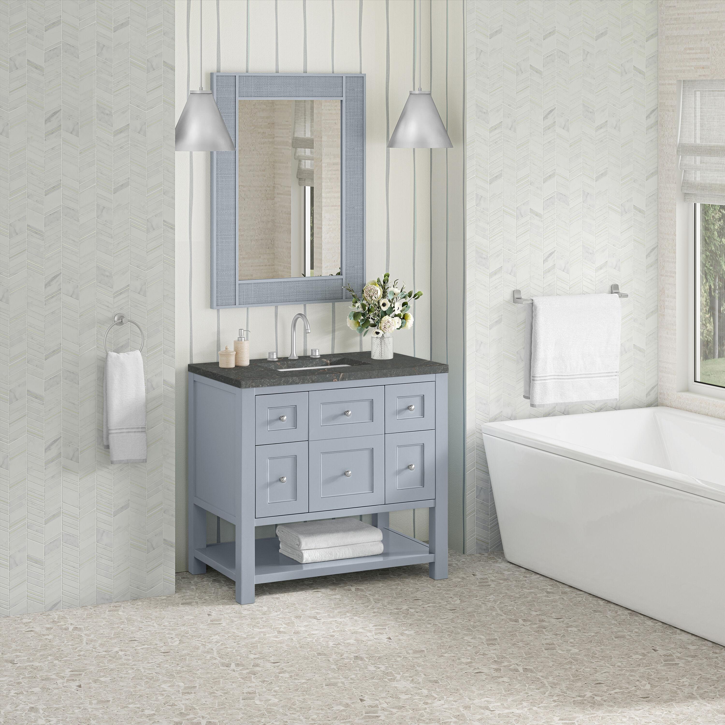 James Martin Vanities 330-V36-SRB-3LDL 36 in. Breckenridge Single Vanity with 3 cm Lime Delight Quartz Top, Serenity Blue