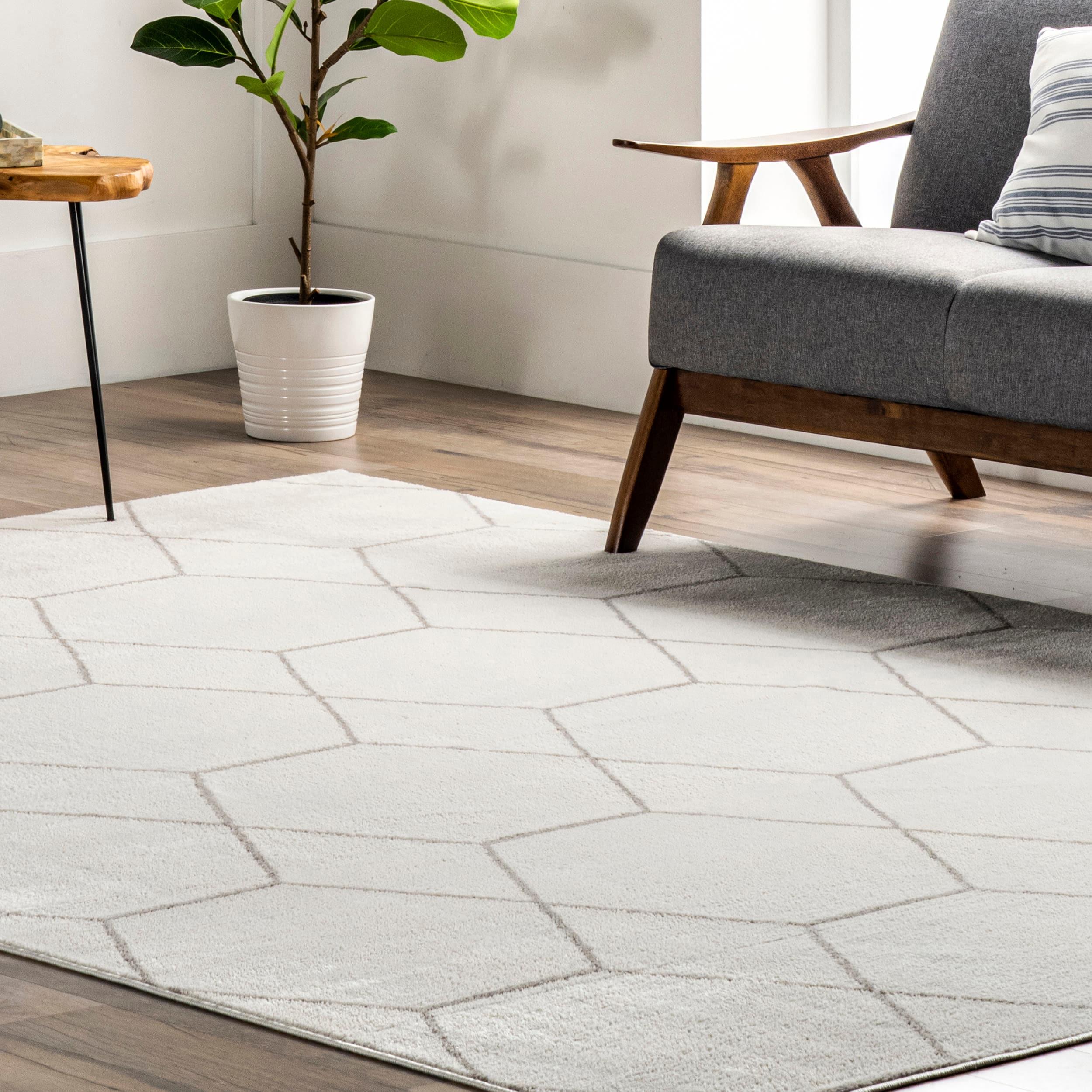 Nuloom Veronica Geometric 5x8 Indoor Area Rug for Living Room Bedroom Dining Room Kitchen, Beige/Ivory