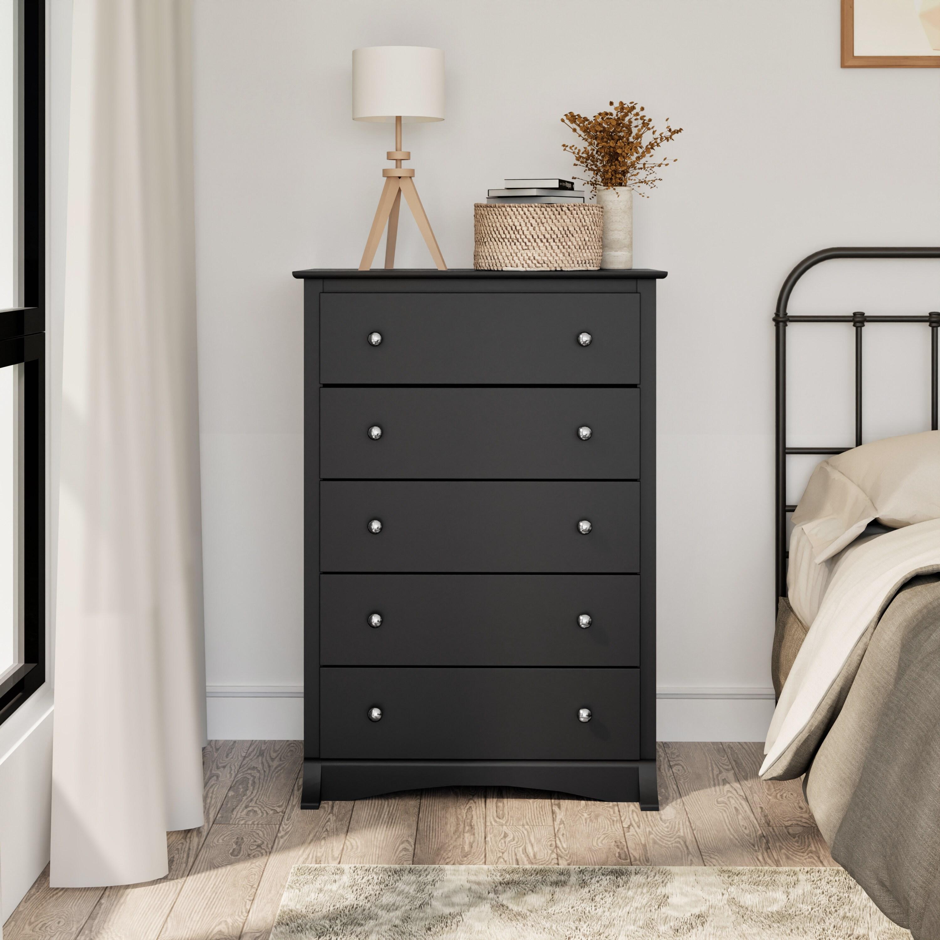 Prepac Sonoma Superior 5-Drawer Chest for Bedroom - Spacious and Stylish Chest of Drawers, Measuring 17.75"D x 31.5"W x 44.75"H, In Black Finish