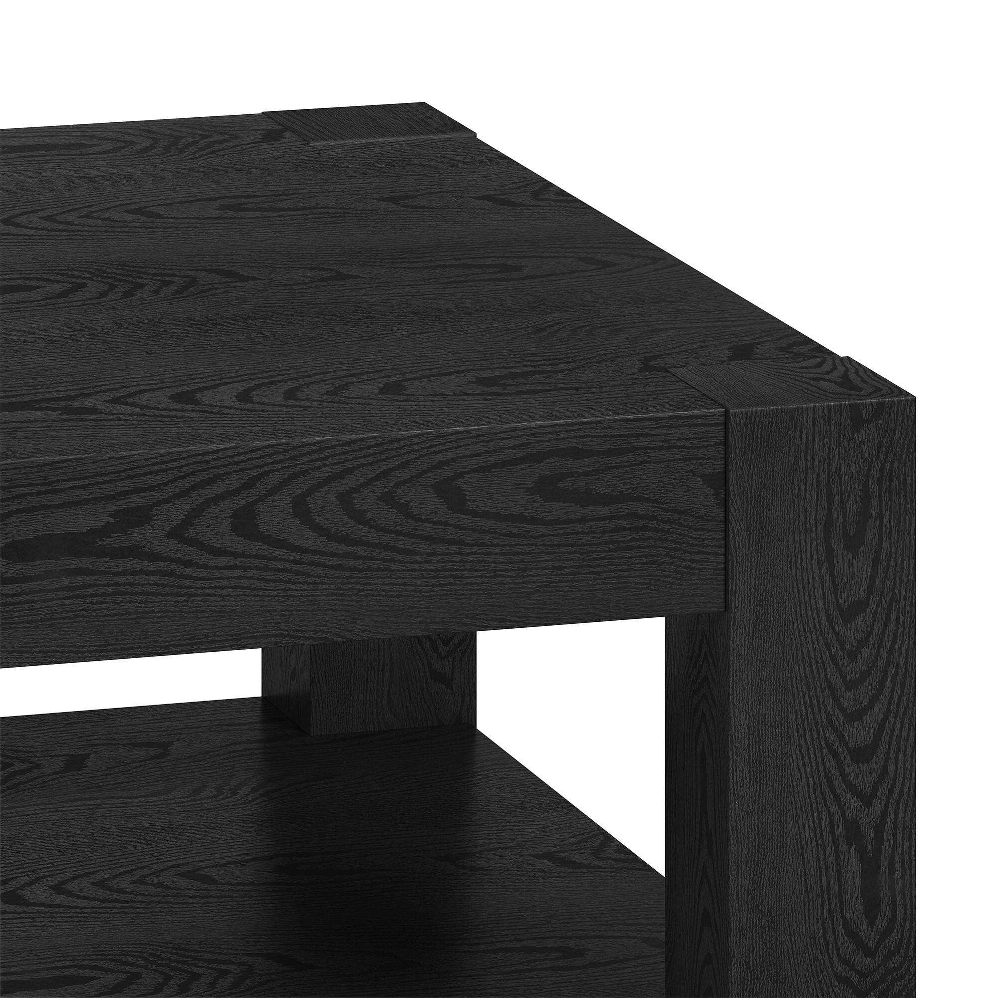 Evelyn&Zoe Hughes 32" Wide Square Coffee Table, Black Grain