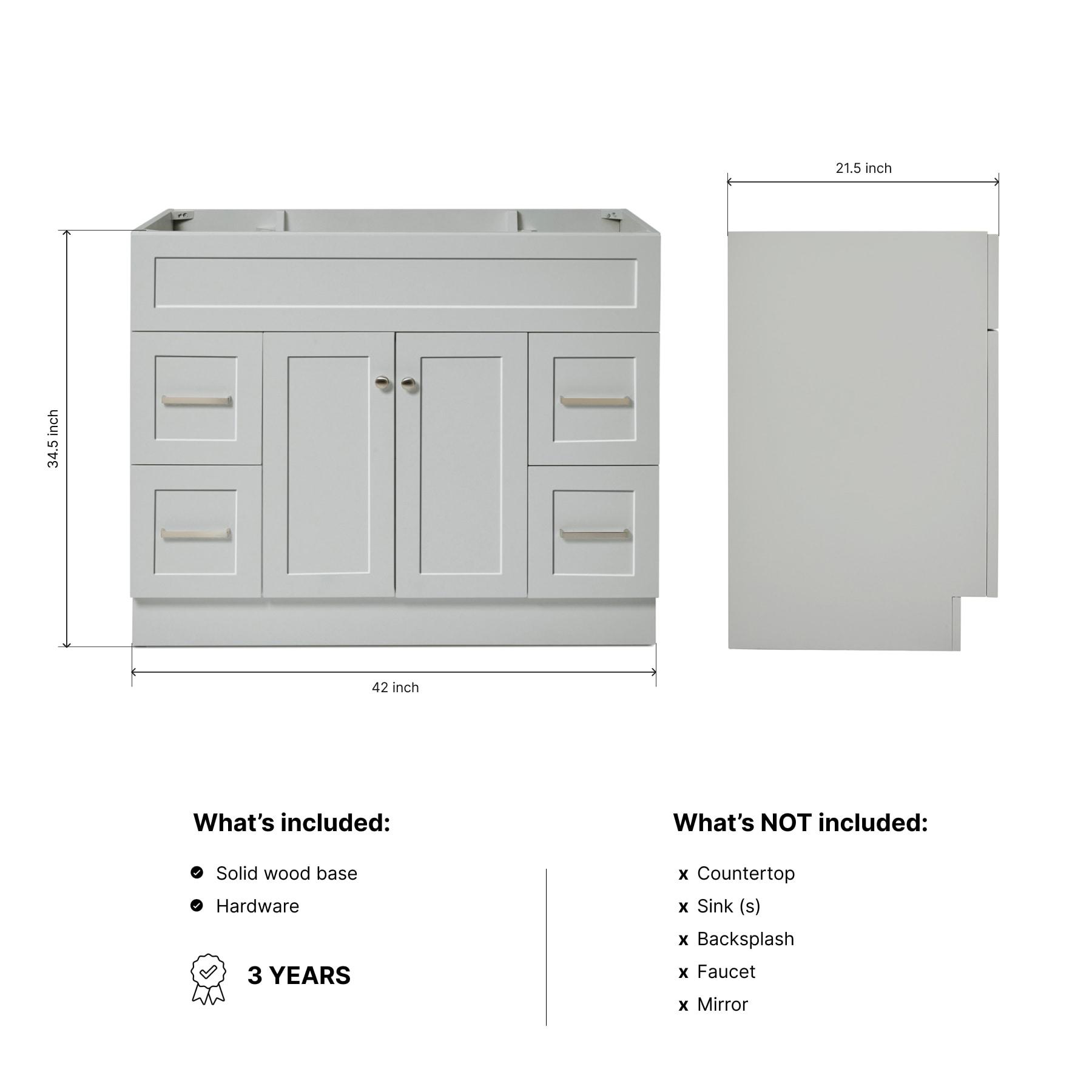 Ariel F042s-Bc Hamlet 42" Single Free Standing Vanity Cabinet Only - Grey