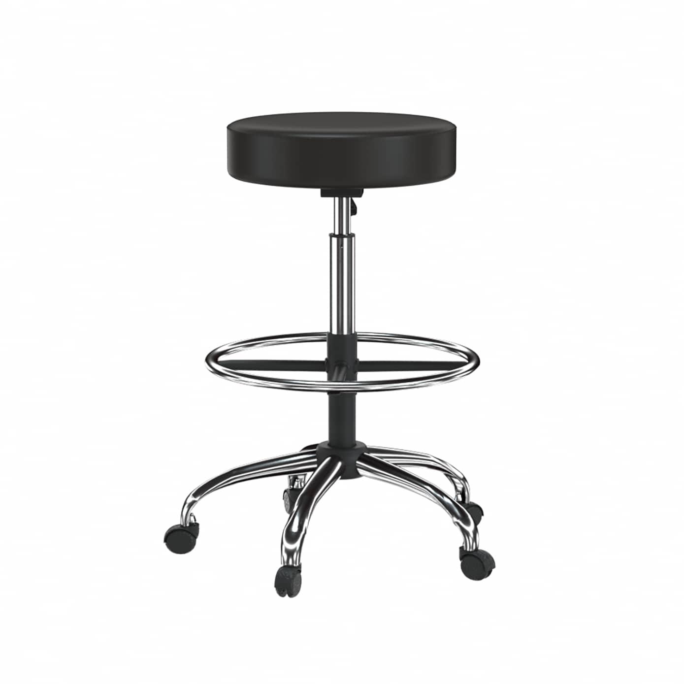 Medical/Drafting Stool Black - Boss Office Products: Antimicrobial Vinyl, Molded Foam, Adjustable Height, Metal Base, No Assembly Required