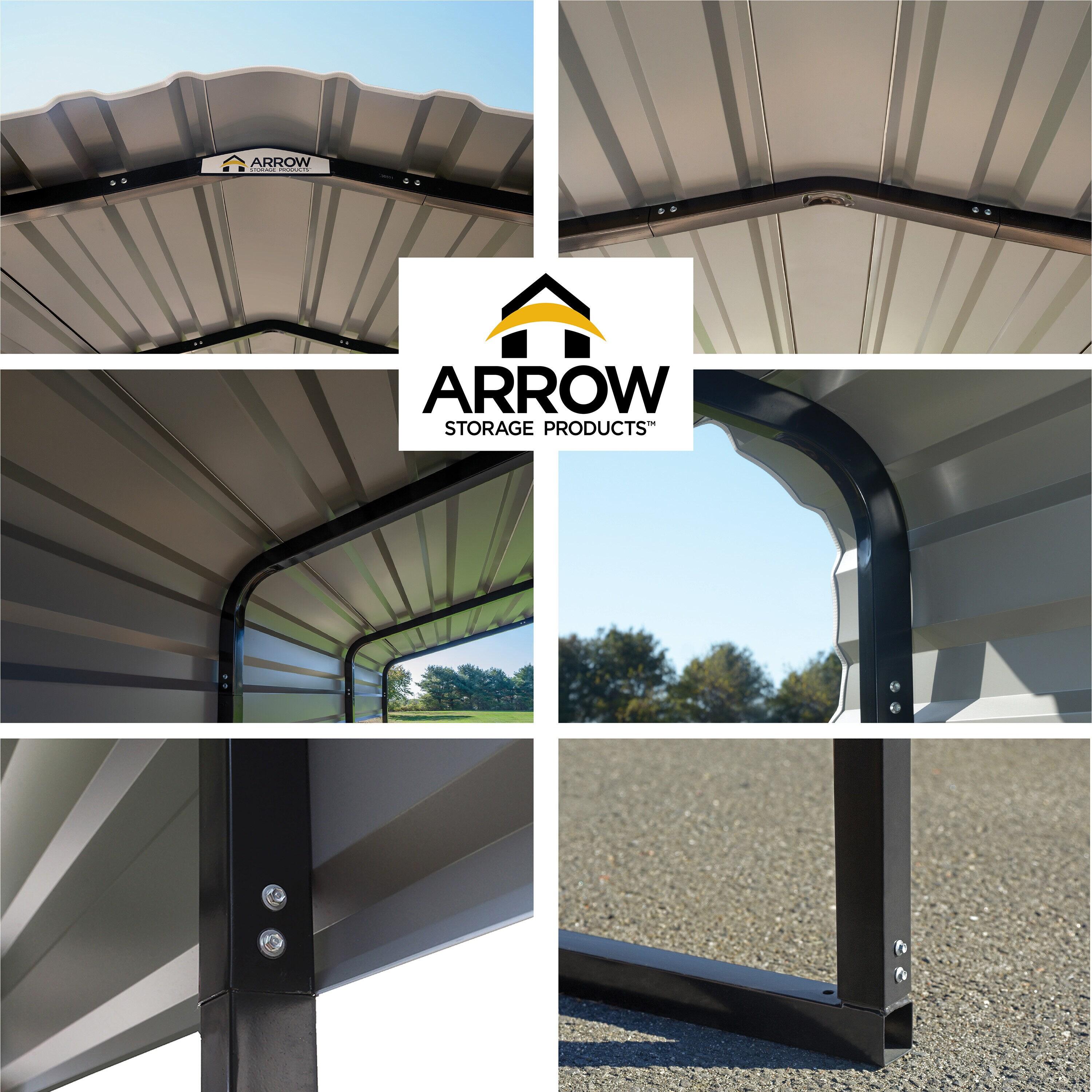 Arrow Steel Carport 10 x 15 x 7 ft. Galvanized Black/Eggshell