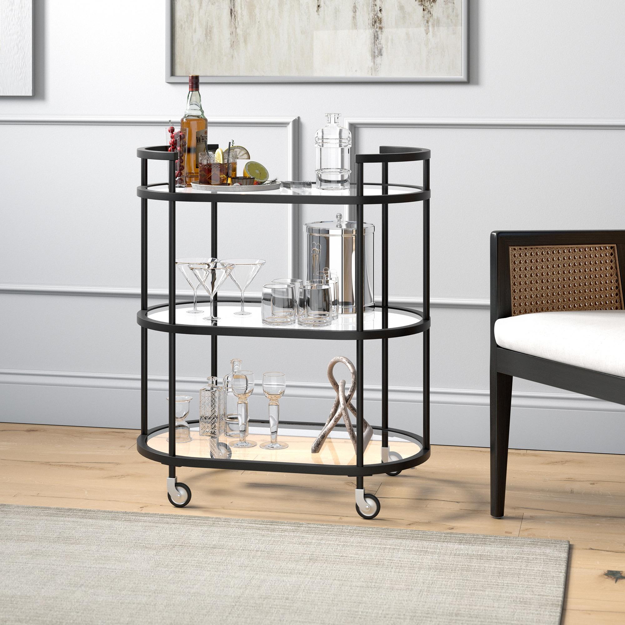 Henn&Hart 30" Blackened Bronze Metal/Glass Bar Cart