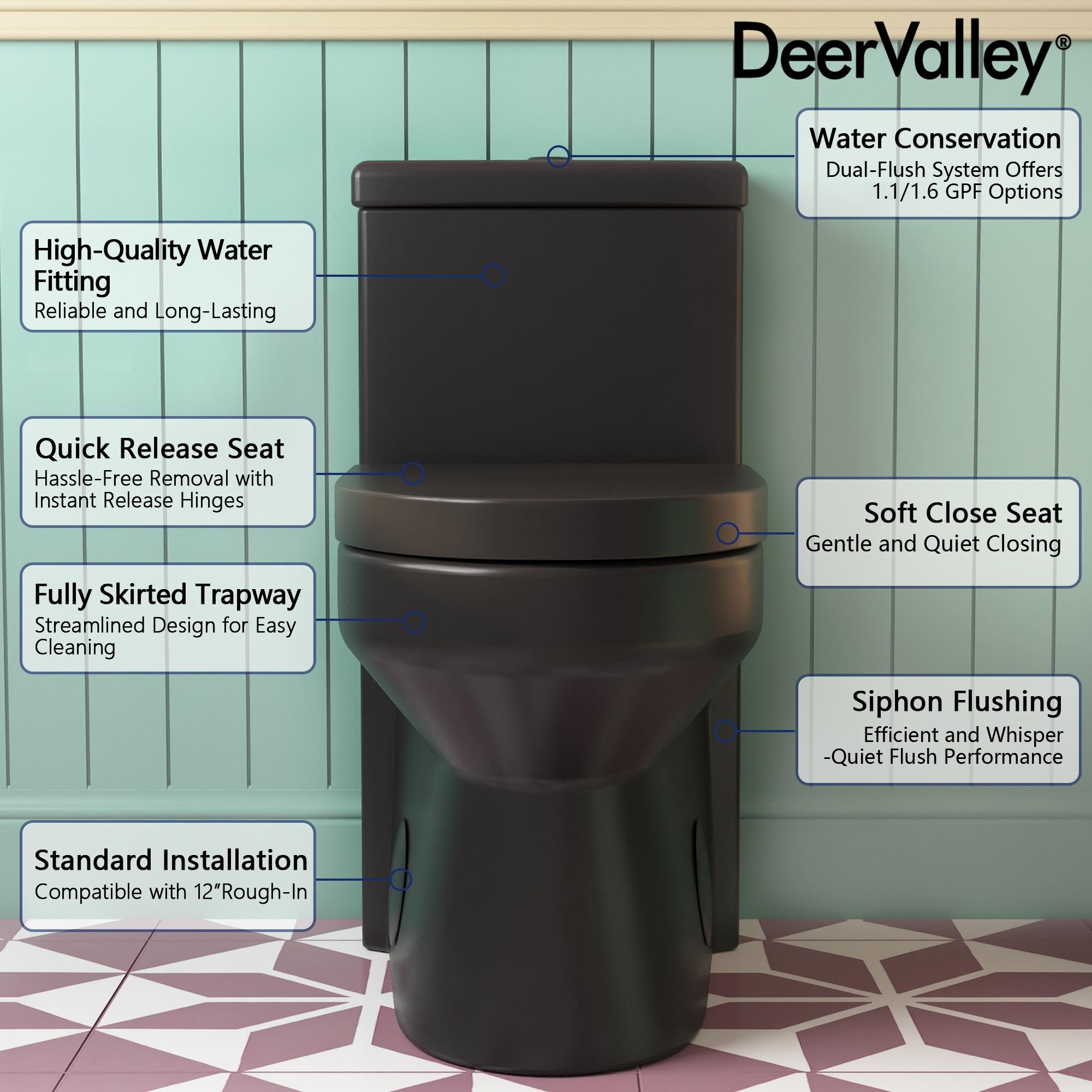 DeerValley Liberty Compact Toilets One-Piece Toilet With High-Efficiency Flush Round Toilet for Space-Saving Floor Mounted (Seat Included)