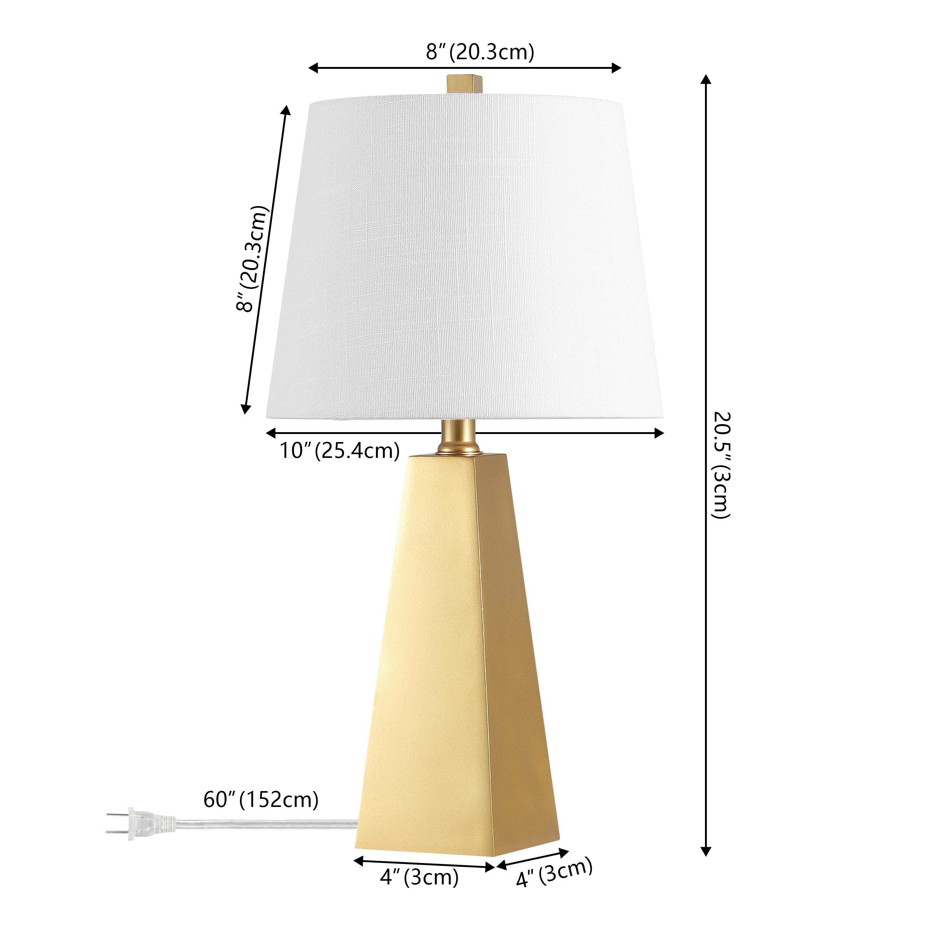 JONATHAN Y 20.5" Alexis Resin Table Lamp (Includes LED Light Bulb) Gold: Modern Geometric Pyramid Base, Silk-Wrapped Cord