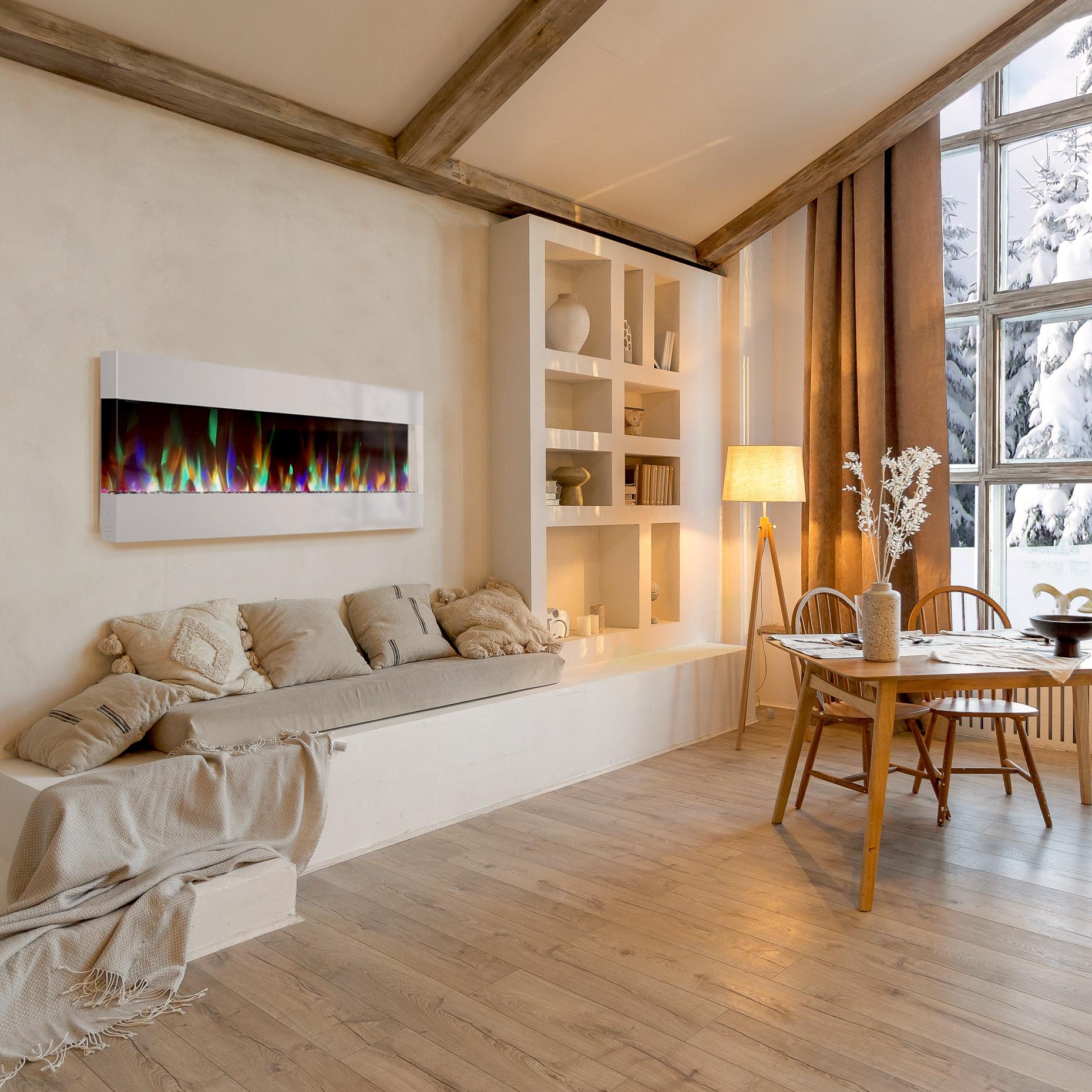 Cambridge Cambridge Recessed Wall Mounted Electric Fireplace with Crystal Rock Display