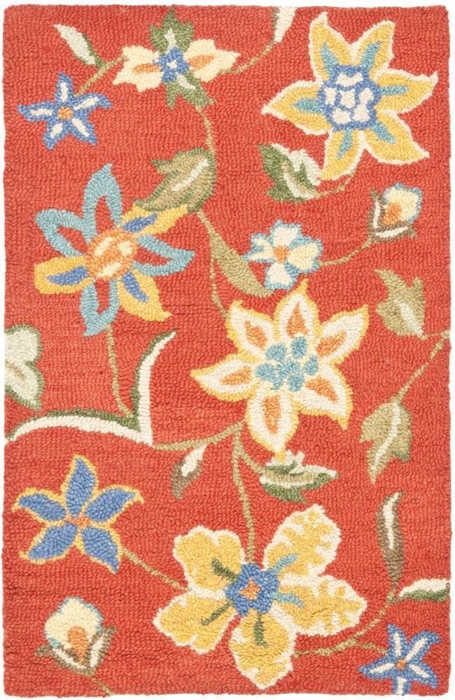 Blossom BLM673 Hand Hooked Accent Rug - Rust/Multi - 2'6"x4' - Safavieh.