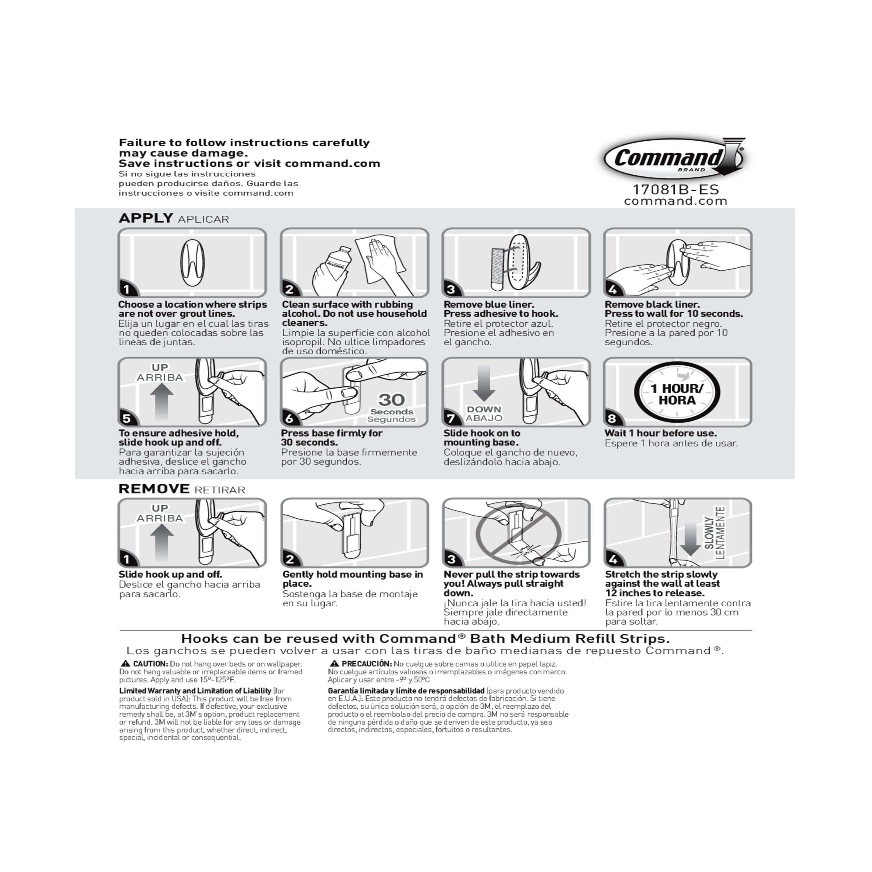 Command Designer Bath Hooks, Medium, White, 2 Wall Hooks, Bathroom Organization