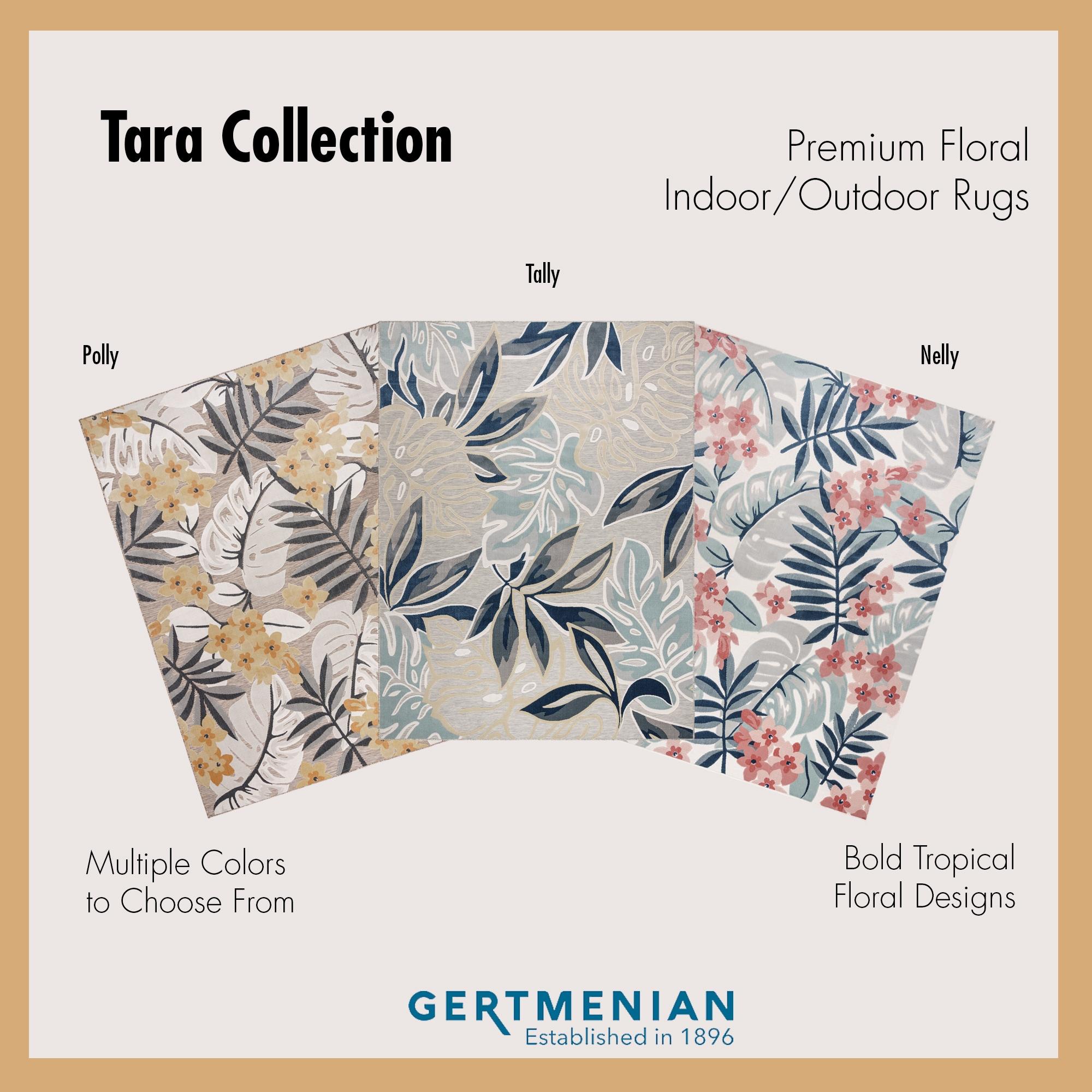 Gertmenian Tara Polly Gray Yellow Ivory Large Tropical Hawaiian Indoor/ Outdoor Flatweave High-Low Area Rug
