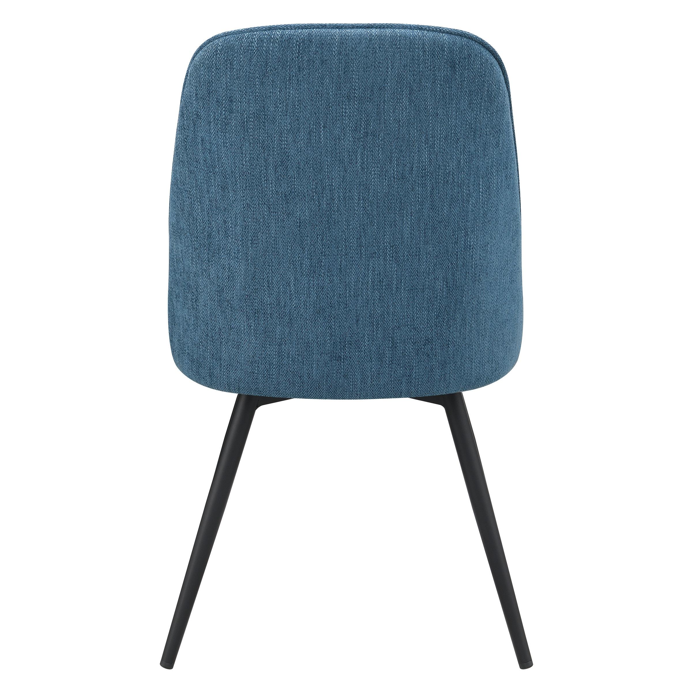 Martel Swivel Chair in Navy Herringbone Fabric with Black Legs