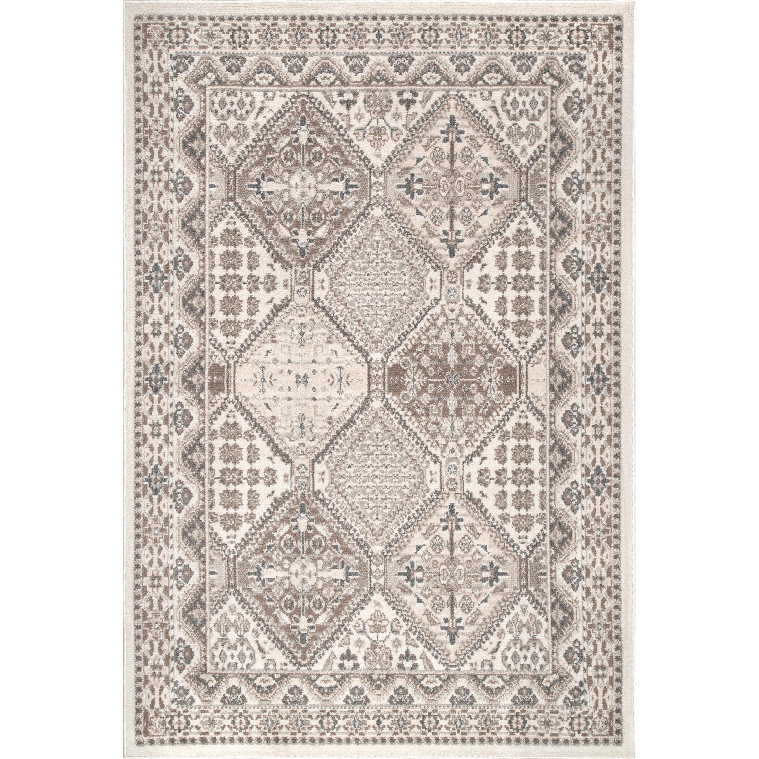 Nuloom 5x8 Becca  Tiled Indoor Area Rug, Beige, Faded Transitional Design, Stain Resistant, BedroomLiving Room, Kitchen,