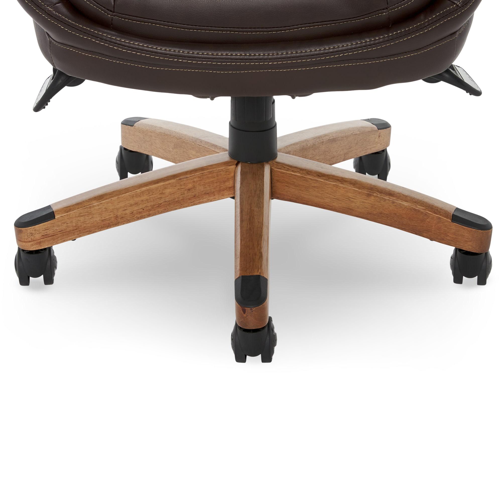 La-Z-Boy La-Z-Boy Harnett Big and Tall Executive Office Chair, Ergonomic High-Back Chair with Solid Wood Arms, ComfortCore with Memory Foam Cushions, Bonded Leather