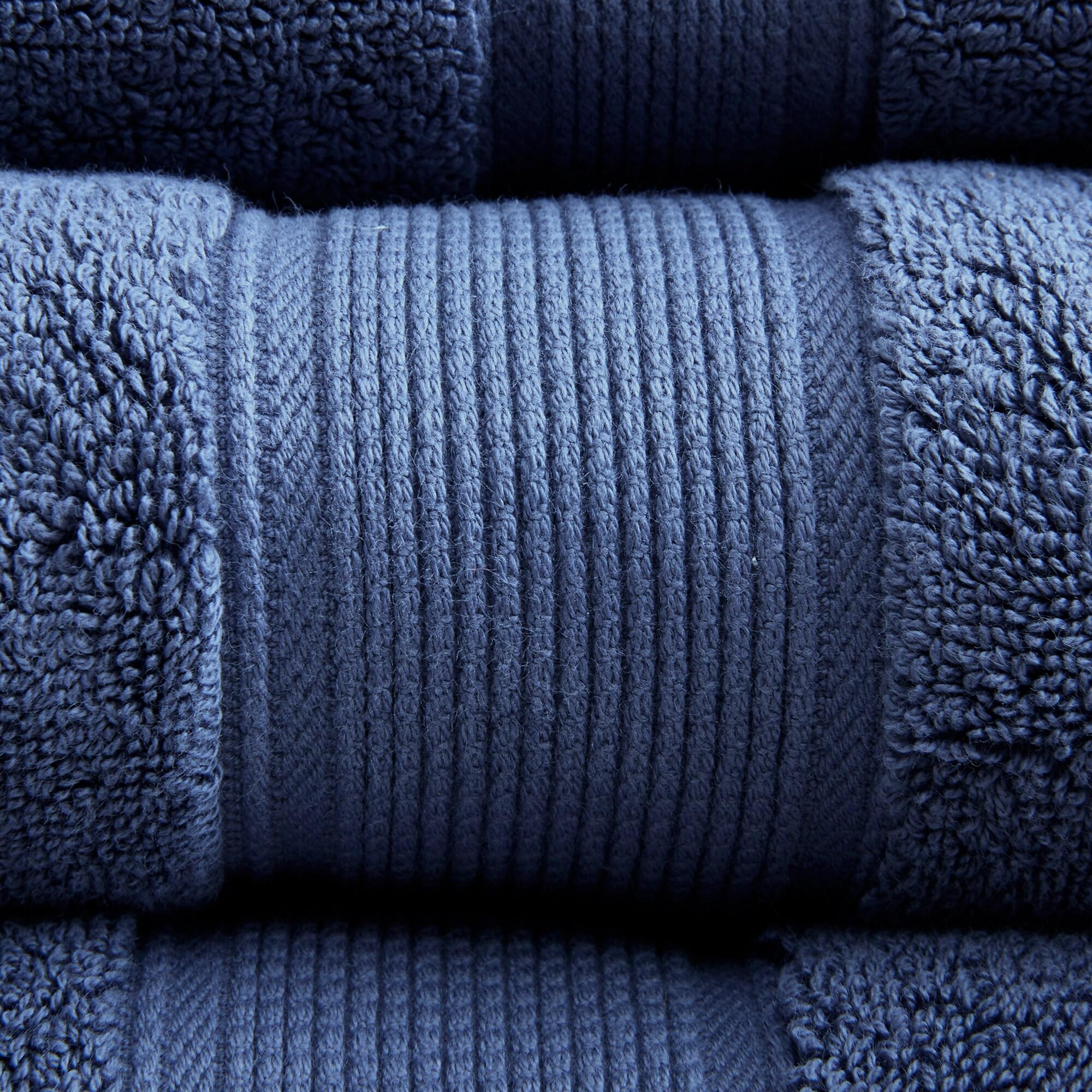 8pc Cotton Bath Towel Set Navy: Madison Park, Heavyweight Terry, OEKO-TEX Certified