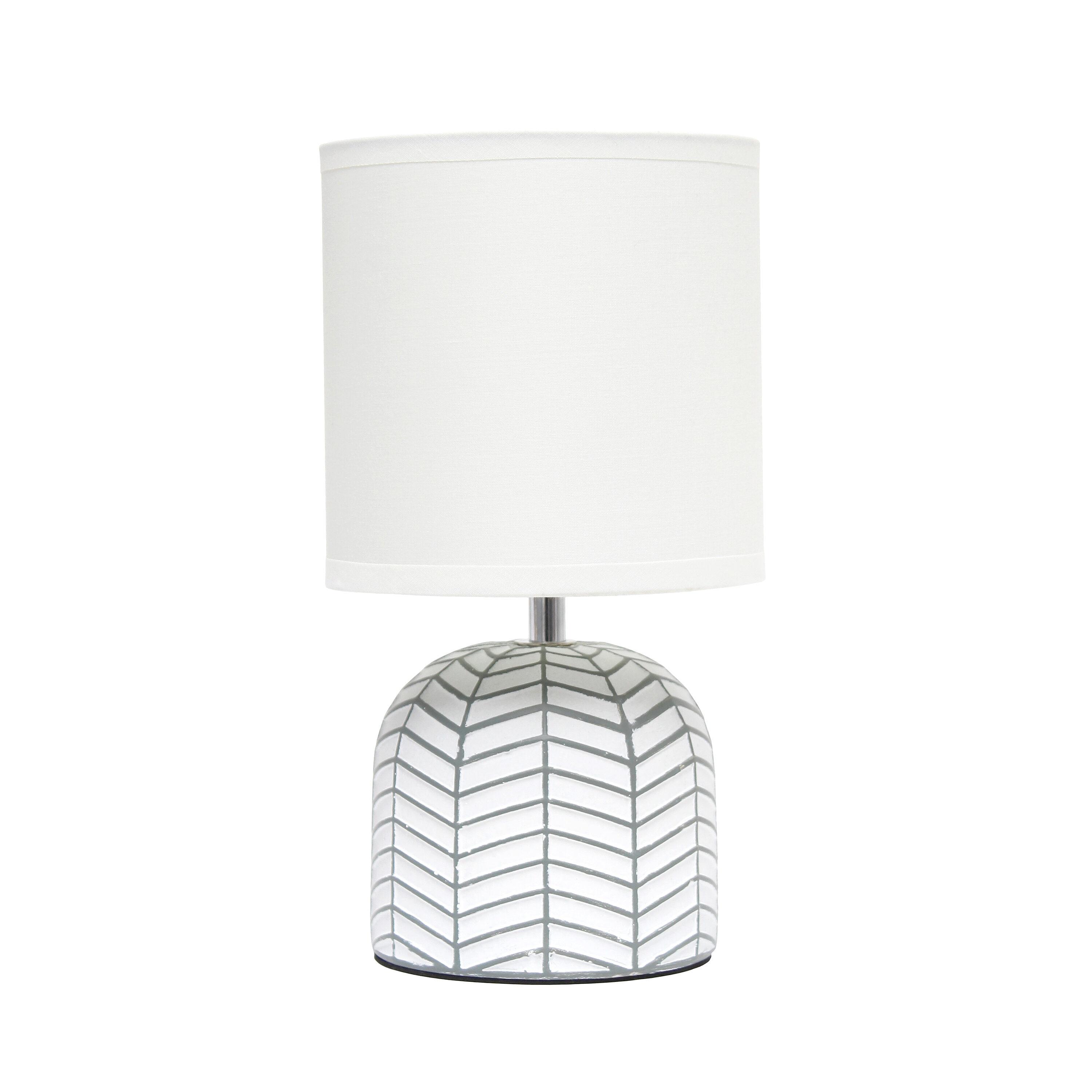 10.43" Petite Contemporary Webbed Waves Base Bedside Lamp with White Drum Shade - Simple Designs: ETL Listed, No Assembly Required