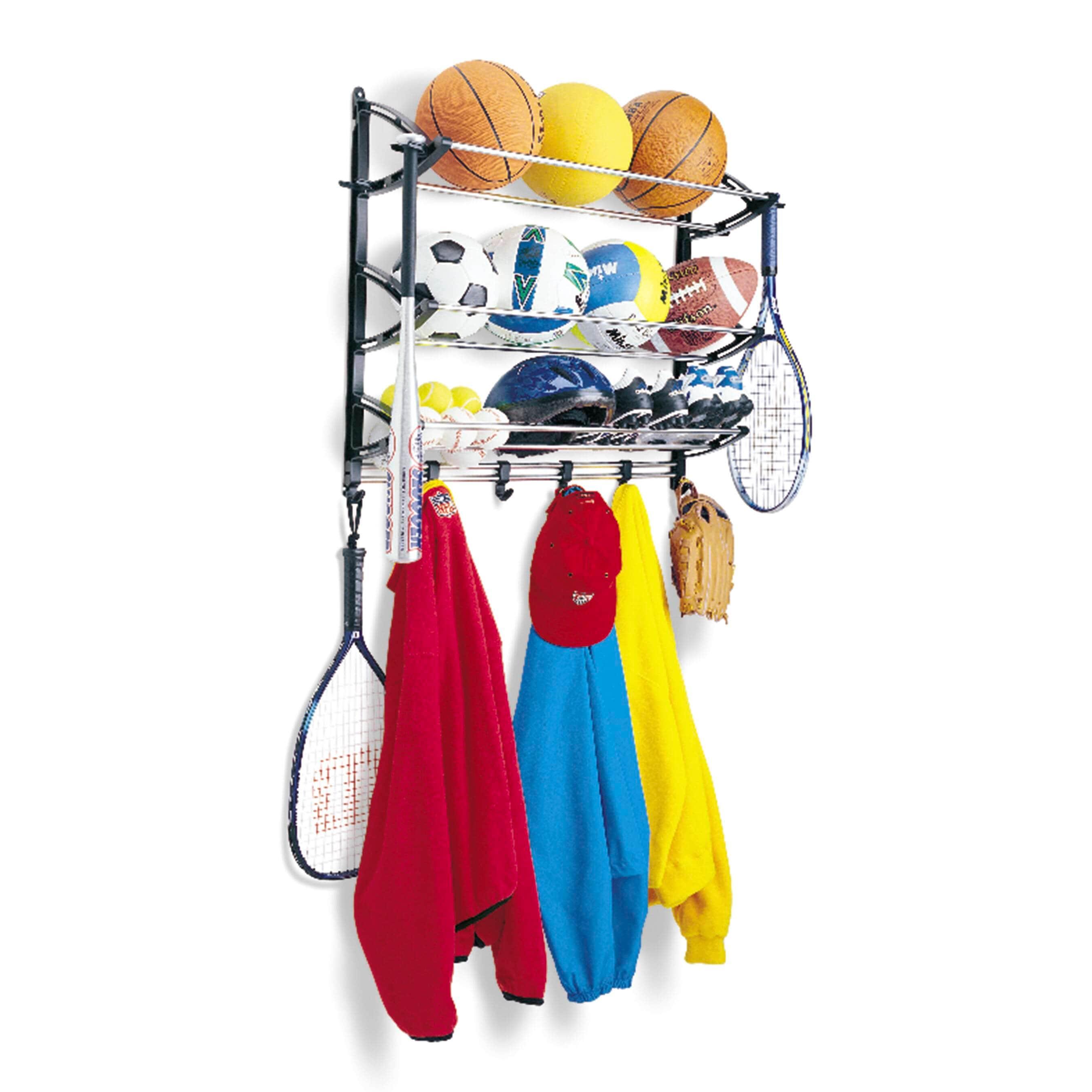 Lynk Garage Sports Equipment Organizer - Wall Mount Ball Rack - Sports Equipment Storage - Ball Storage for Garage - Garage Toy Storage - Easy to Install Sports Storage Organizer for Garage - Black