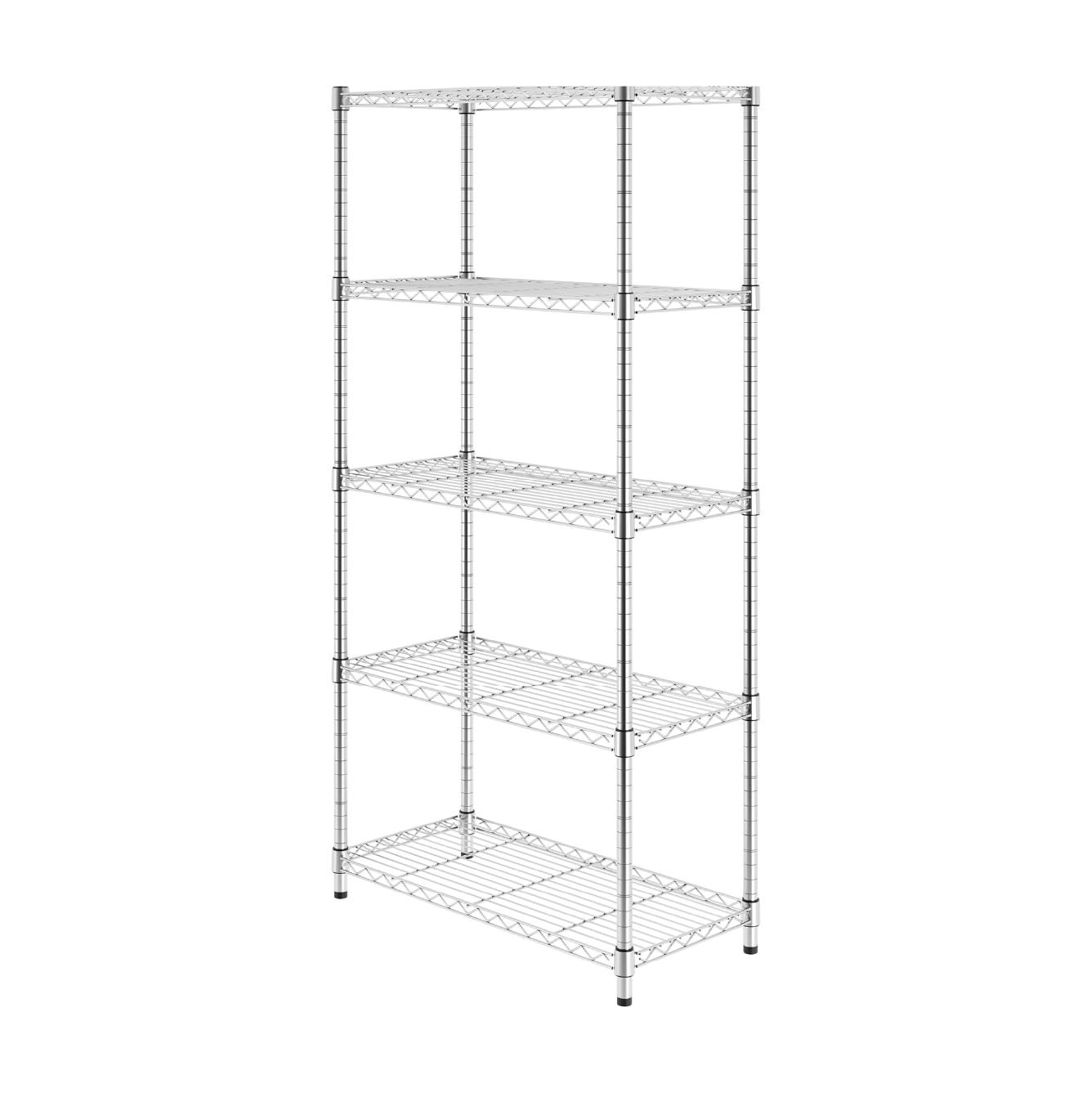 SafeRacks 30"x14"x60" 5-Tier Steel Wire Shelving with Adjustable Shelves - 3000 lb Capacity