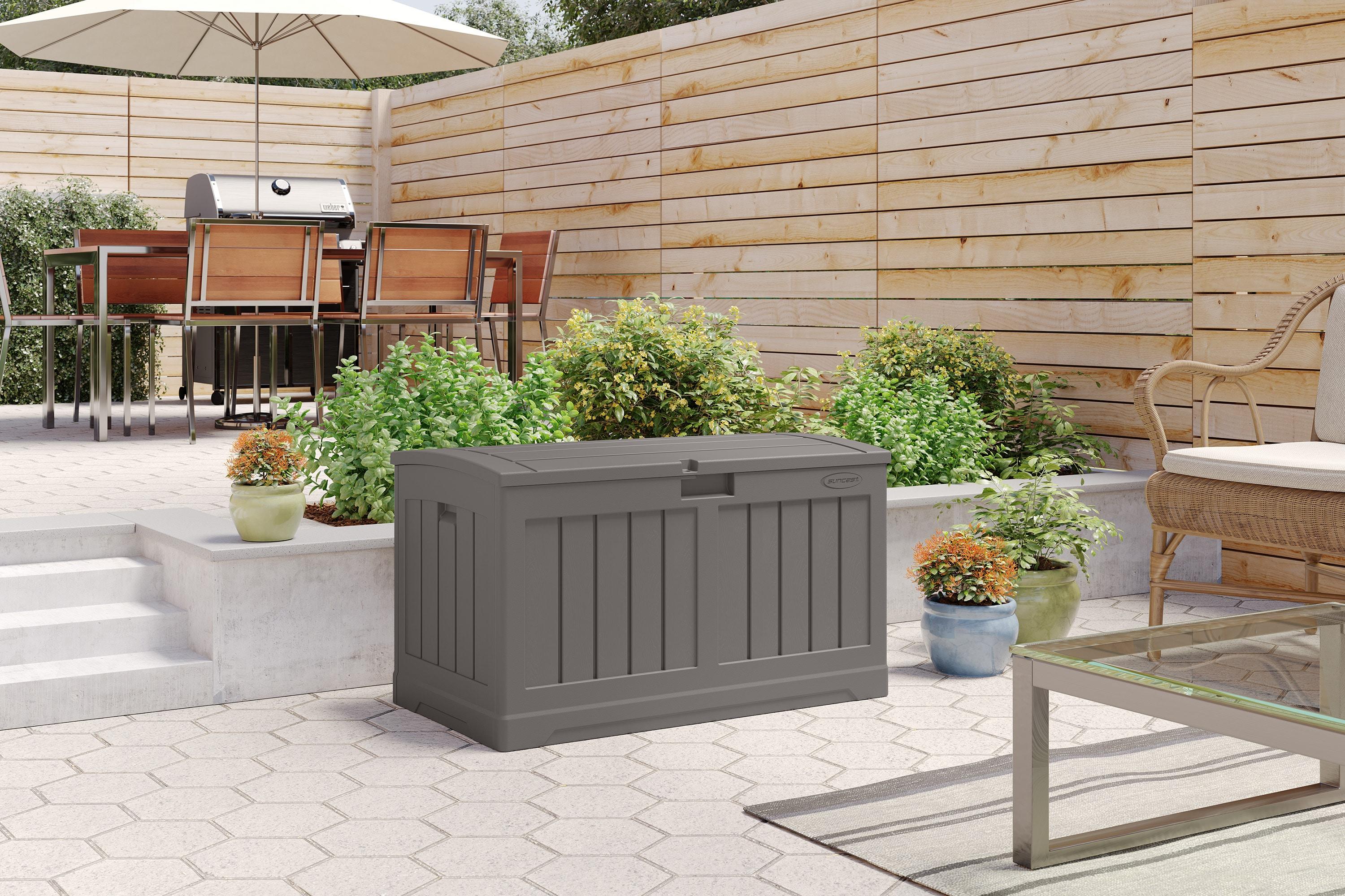 Suncast Suncast 50 Gallon Plastic Deck Box with Molded Lockable Feature for Home, Gray