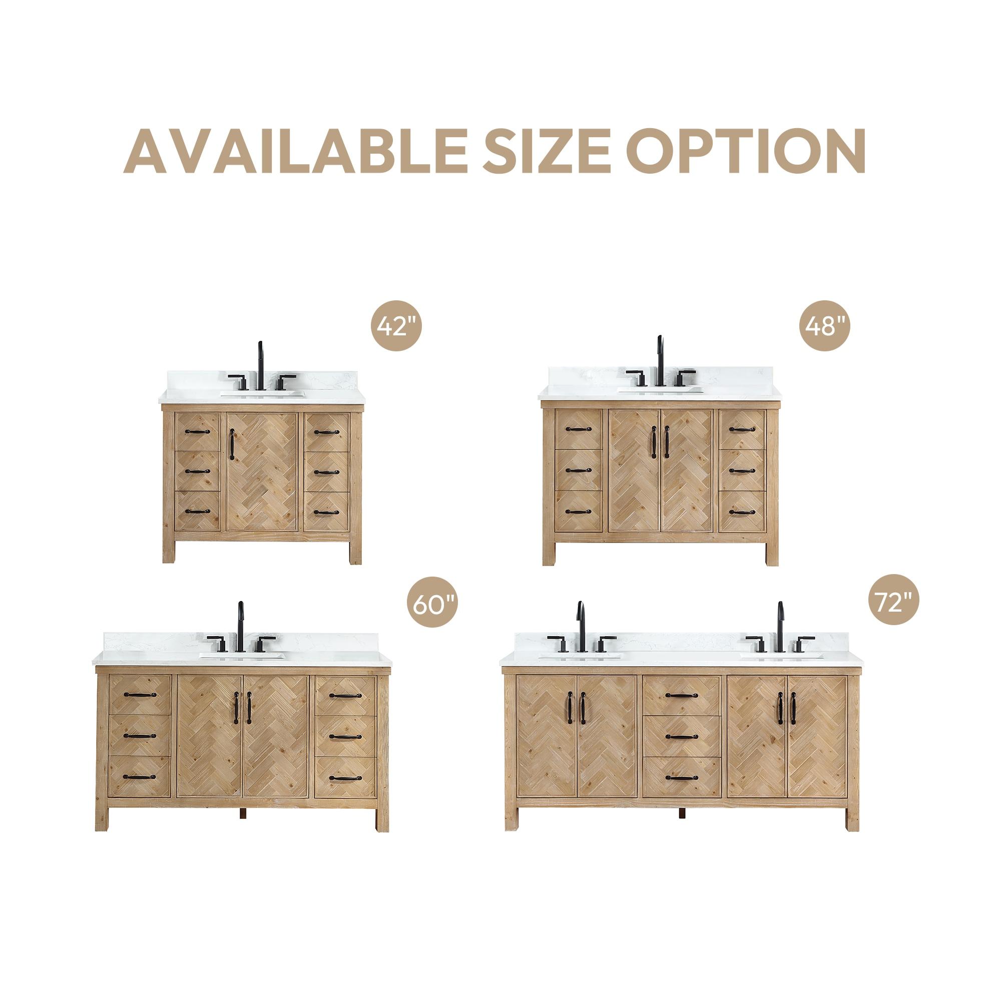 Javier 60" Bath Vanity in Spruce Antique Brown with White Grain Composite Stone