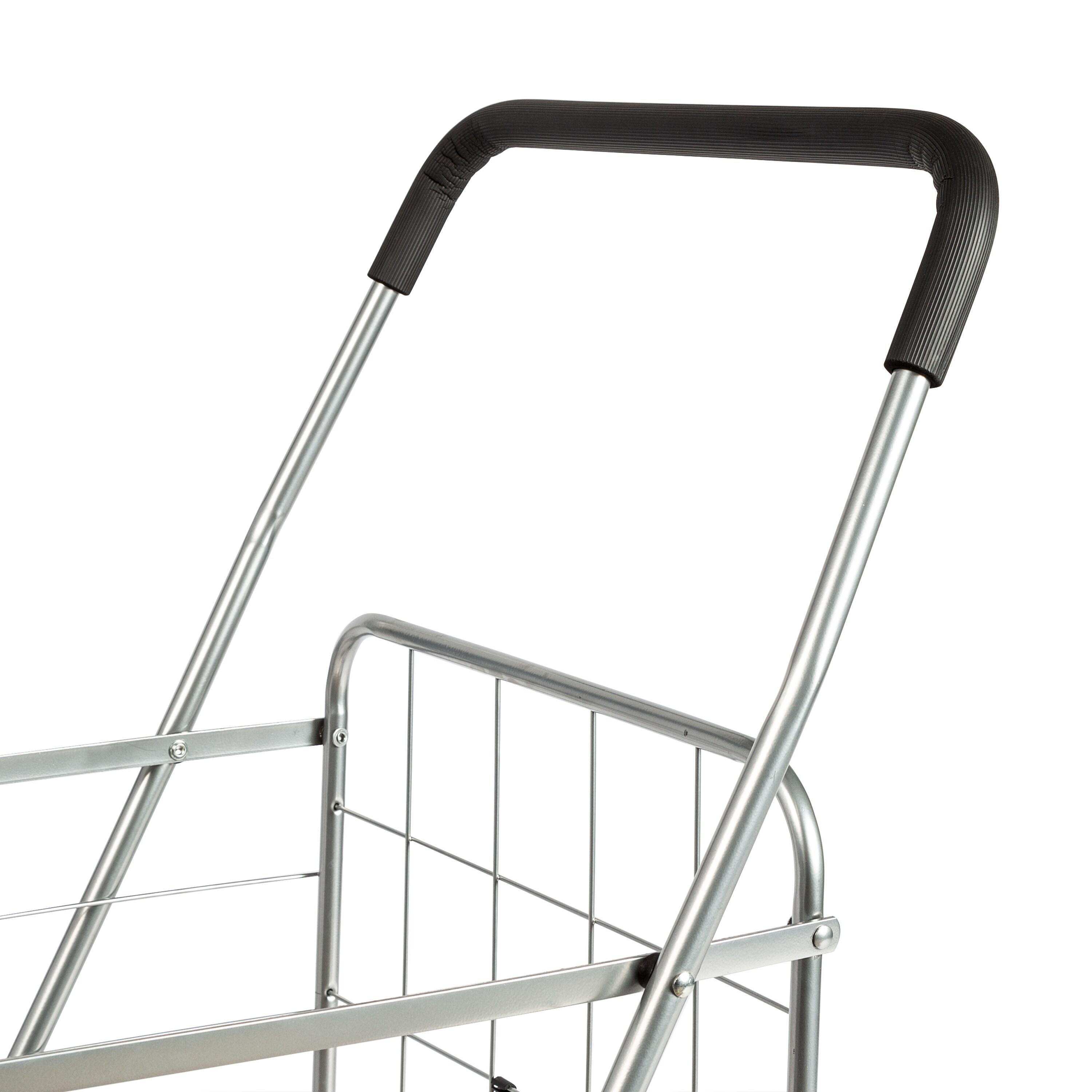 Honey-Can-Do 4 Wheel Folding Utility Cart: Silver Steel Grocery & Shopping Cart with Universal Storage