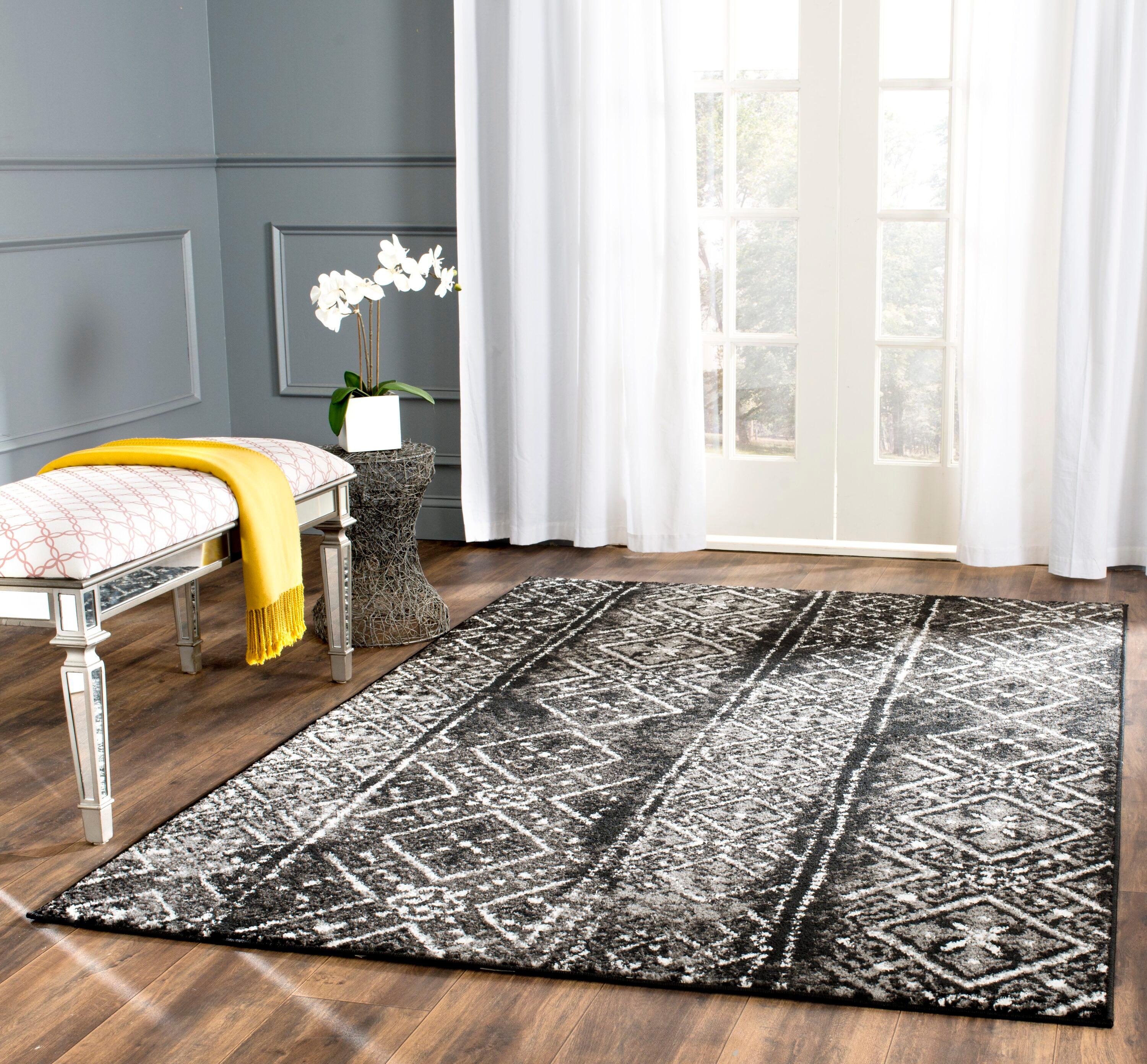 Adirondack ADR111 Machine Made Indoor Area Rug - Black/Silver - 6'x9' - Safavieh