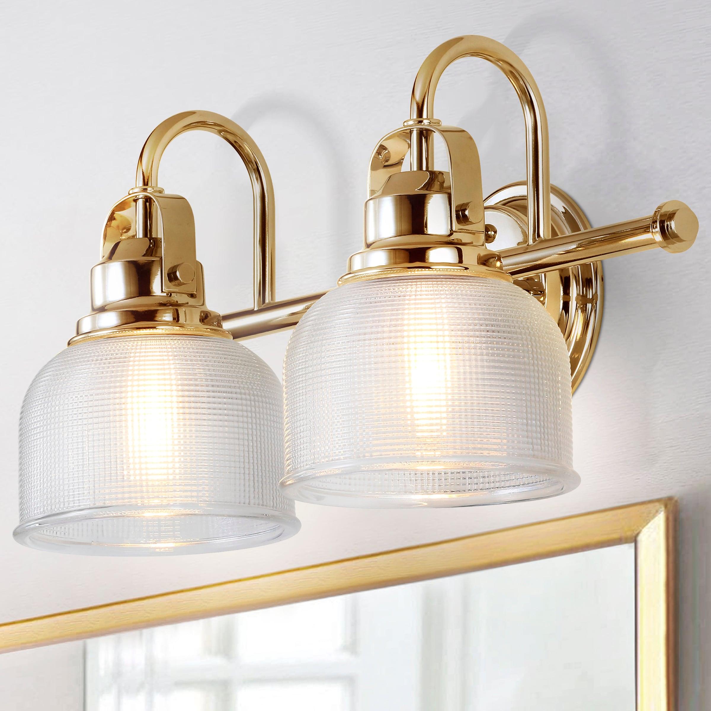17.25" LED 2-Light Metal/Glass Virginia Pendent Brass/Gold - JONATHAN Y: ETL Listed, Bathroom Fixture, Bright Light