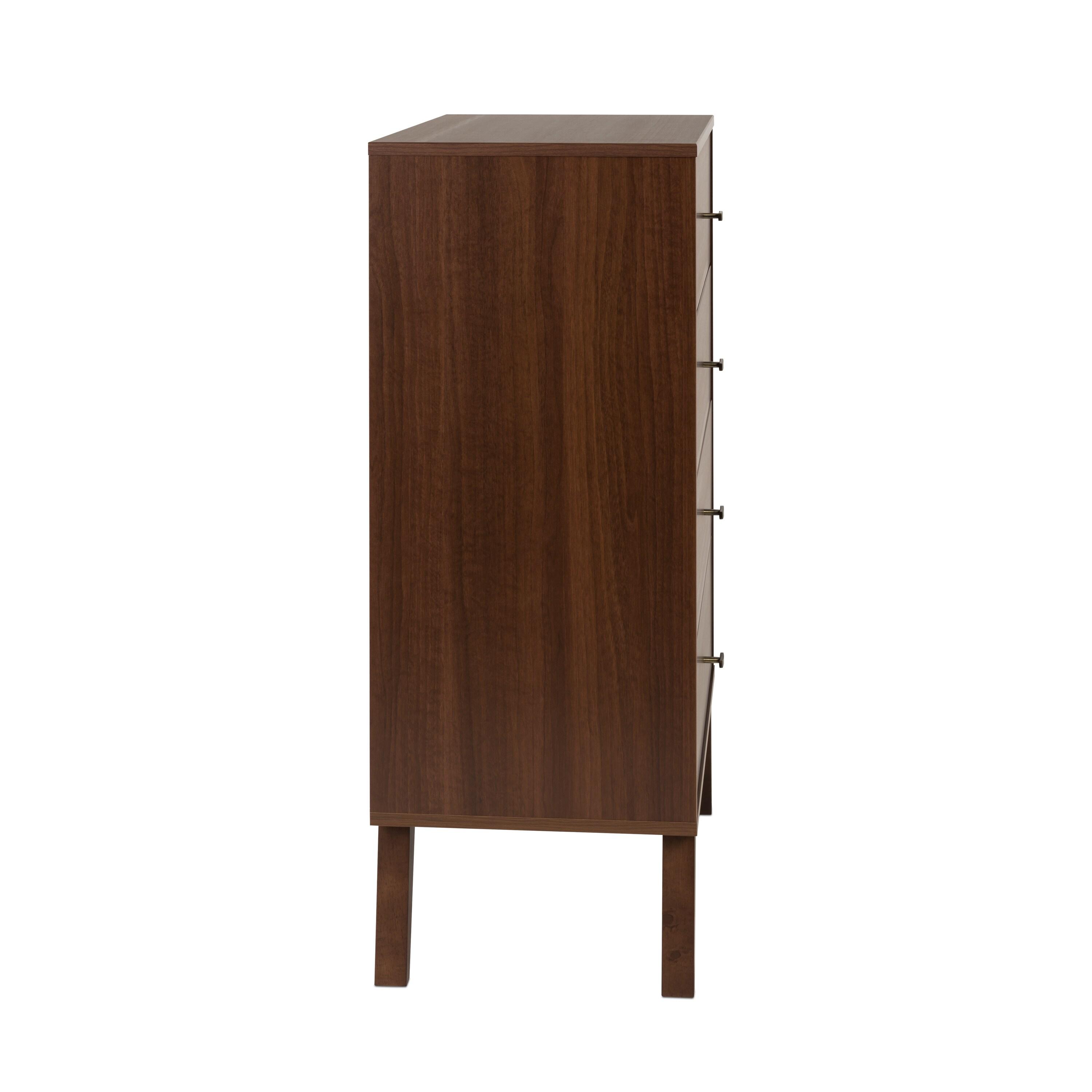 Milo Mid Century Modern 4 Drawer Chest Cherry - Prepac: Sleek Bedroom Storage Solution