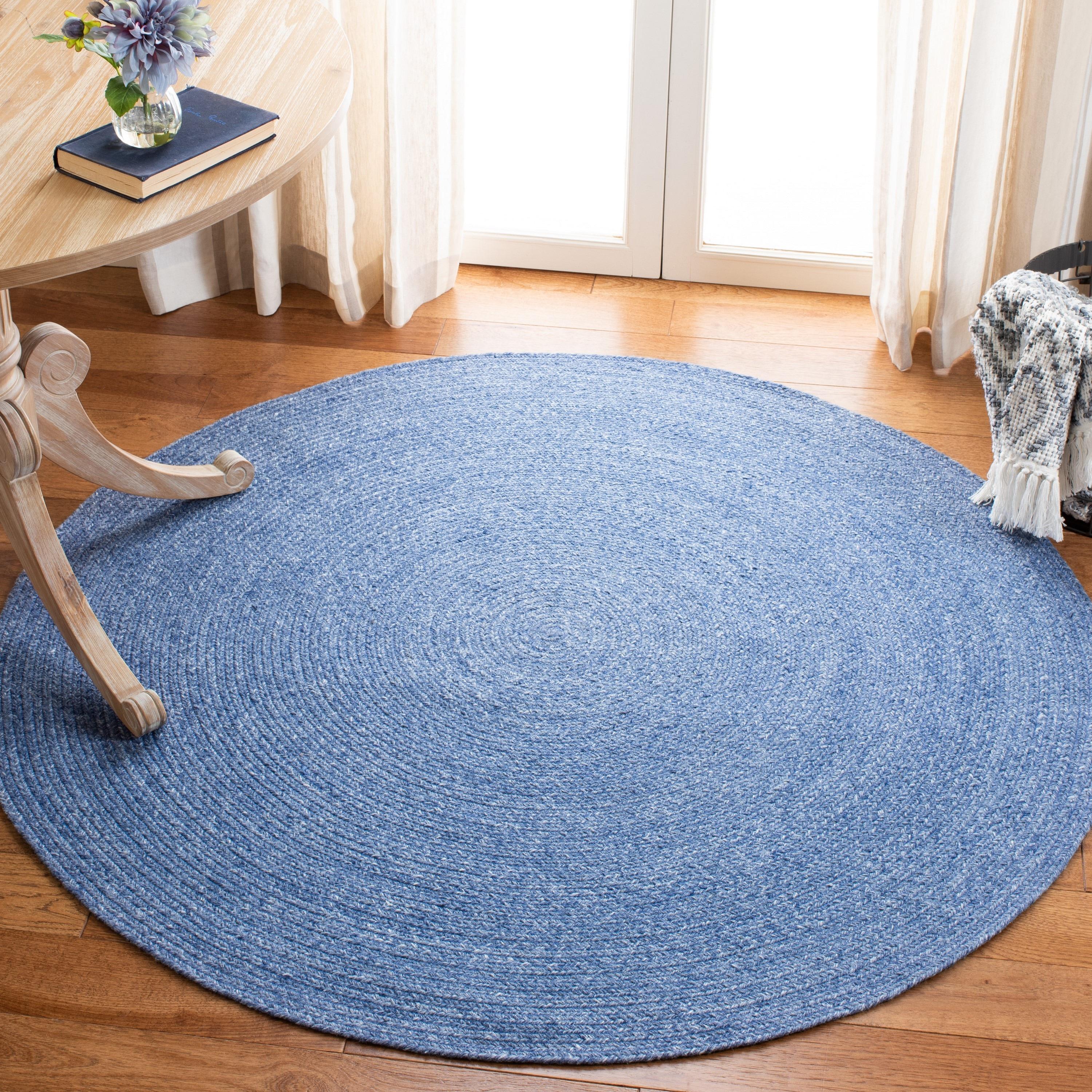 Braided BRD800 Hand Woven Area Rug - Blue - 8' round - Safavieh.