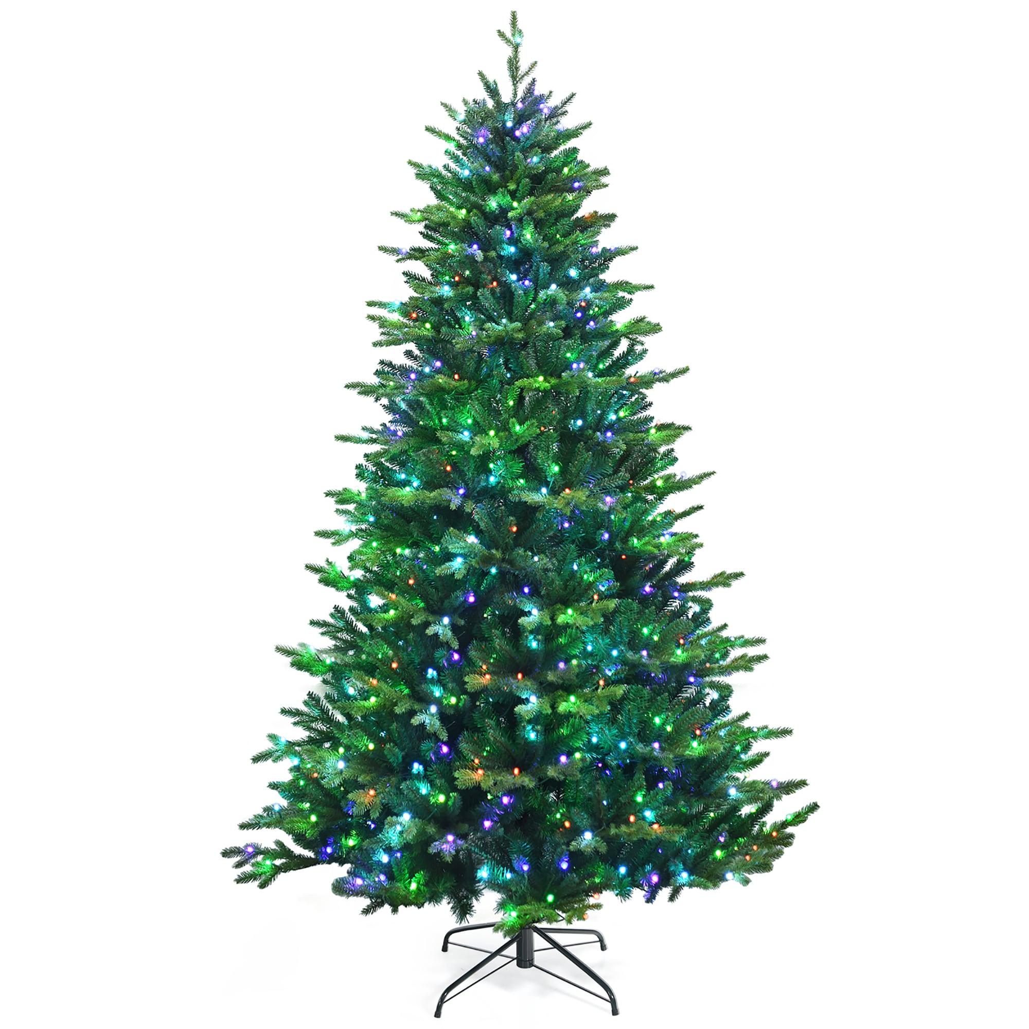 Costway 8ft Pre-lit Hinged Christmas Tree with Remote Control & 9 Lighting Modes