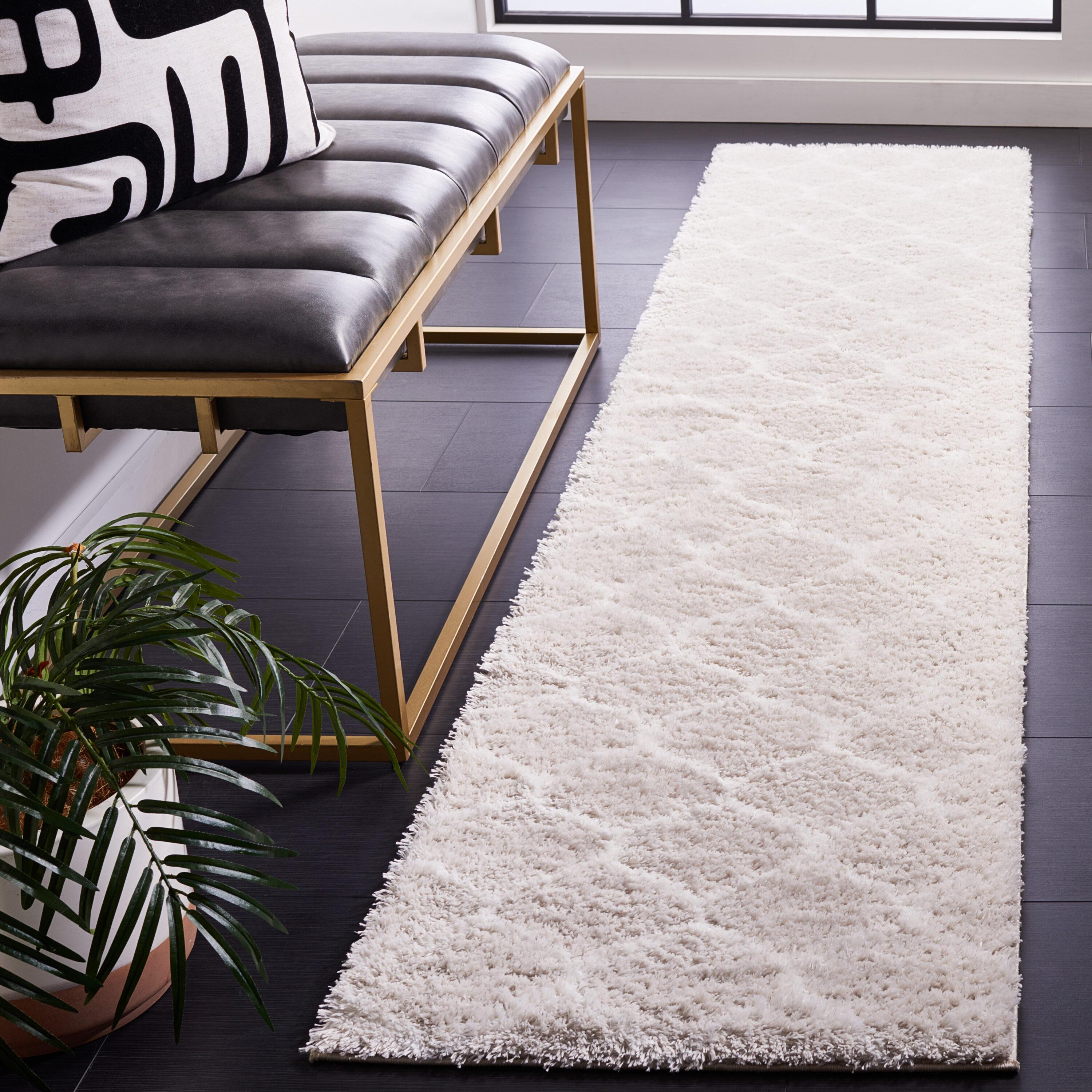 Tahoe Shag THO677 Power Loomed Indoor Runner Rug - Silver/White - 2'x9' - Safavieh