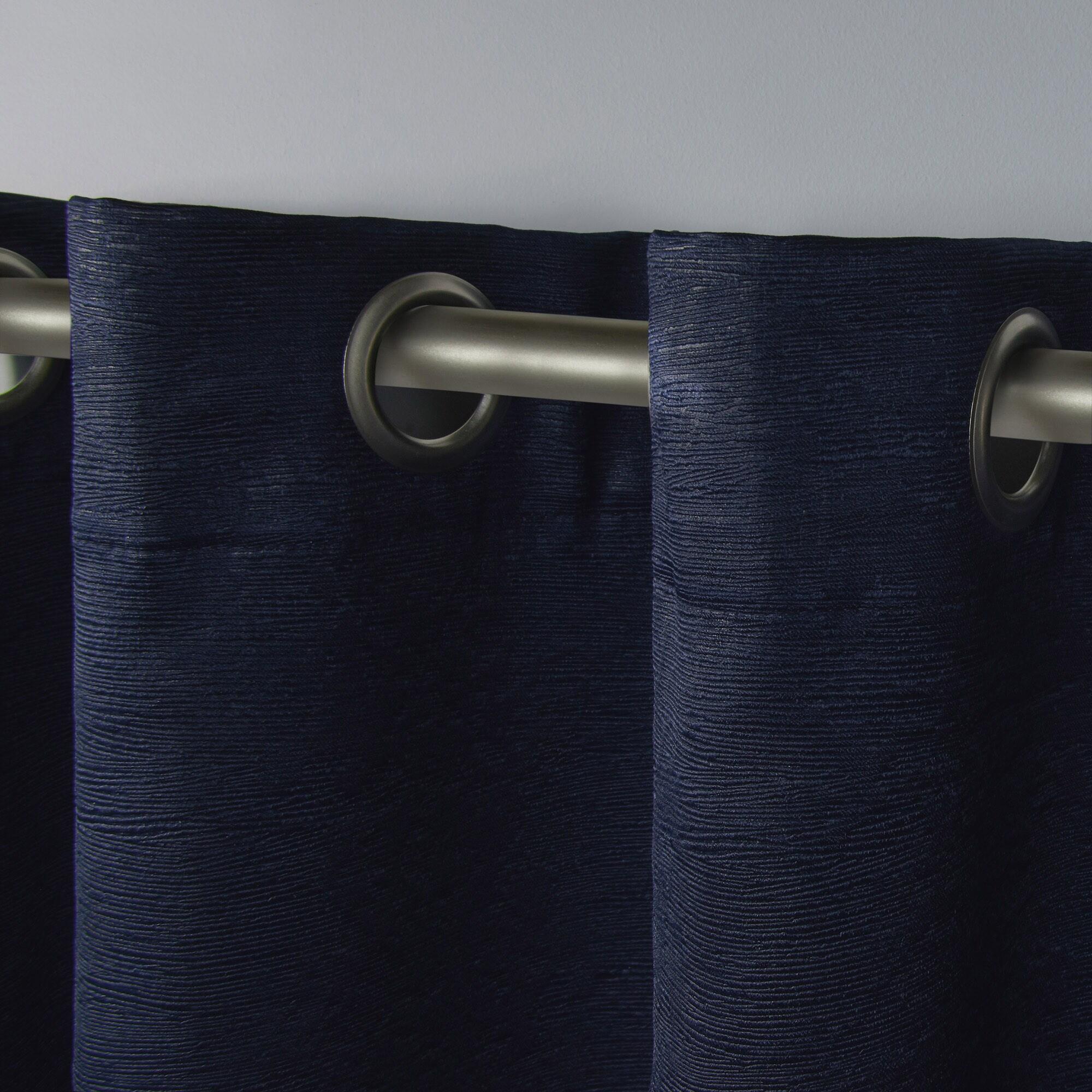 TOWN & COUNTRY EVERYDAY Lustre Solid Heavyweight Textured Sateen Indoor Curtains, Room Darkening Opacity, Grommet Top, Energy Efficient, 2-Pack Set, 52"x96", Navy