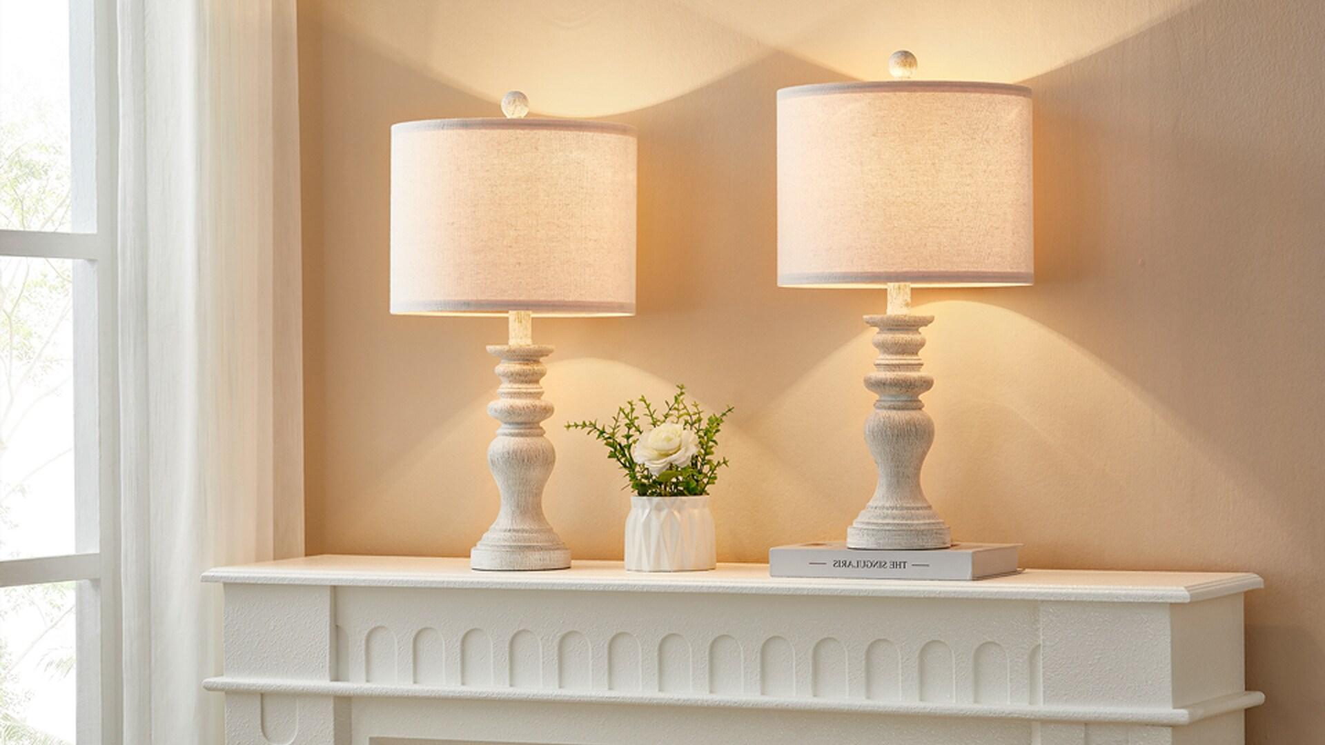 Kawoti  21.75" Farmhouse Table Lamp Set with Fabric Shade(Set of 2) - 11" W x 21.75" H
