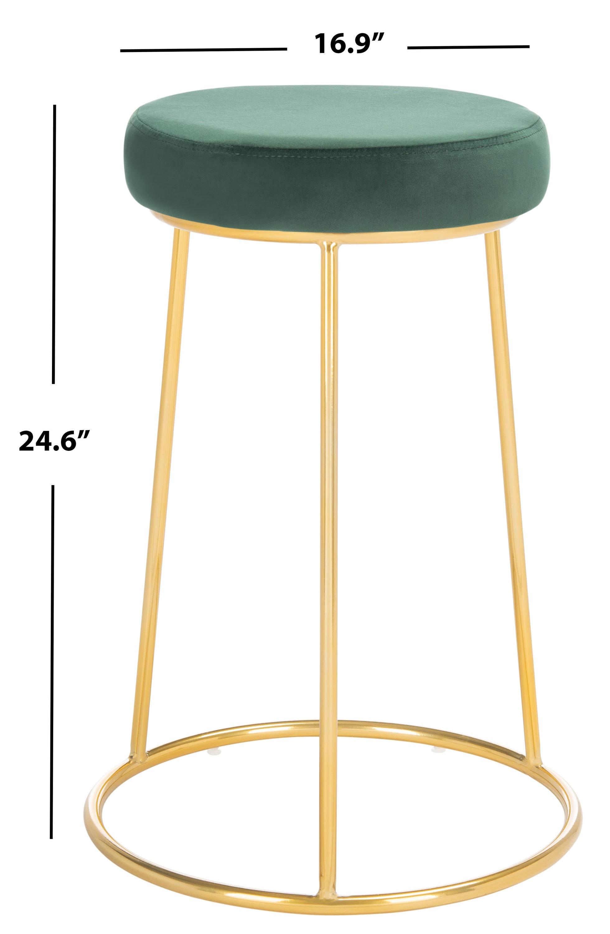 SAFAVIEH Kellie Round Counter Stool, Malachite Green/Gold (16.9 in. W x 16.9 in. D x 24.6 in. H)