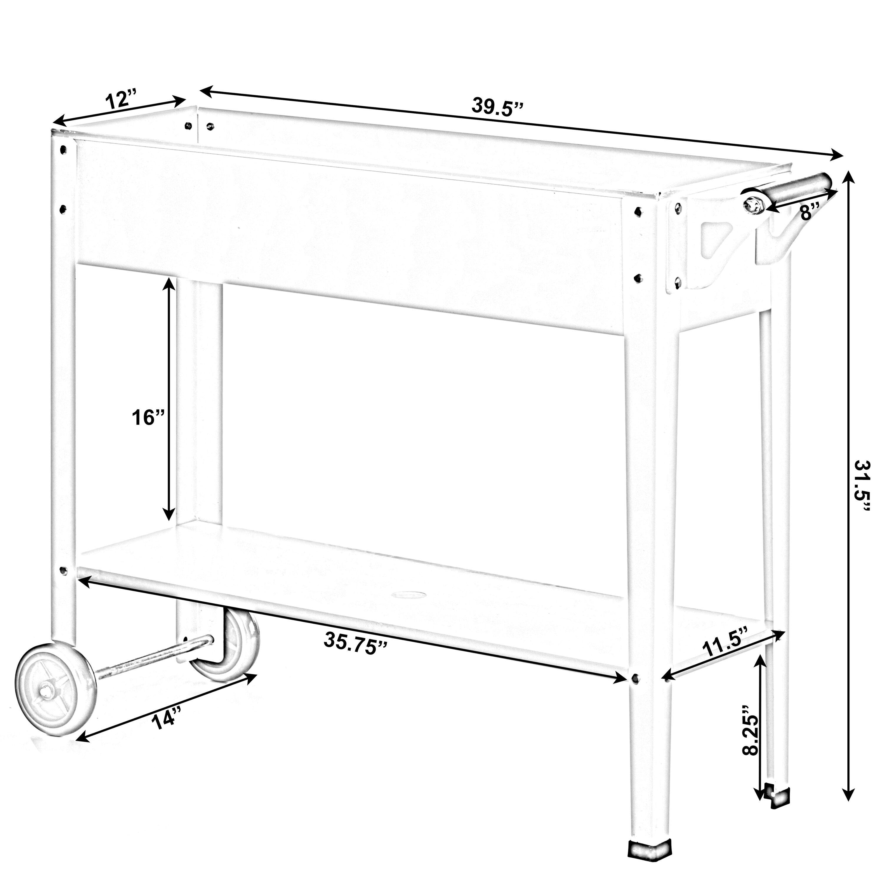 Gardenised Mobile Planter Raised Garden Bed Rectangular Flower Cart with Shelf