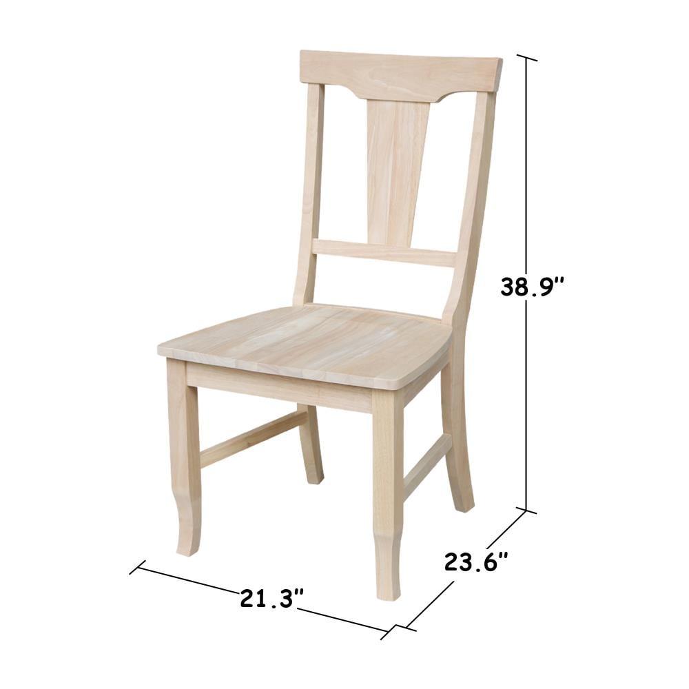 Set of 2 Panel Back Chair Unfinished - International Concepts: Solid Wood, Rubberwood Legs, Armless