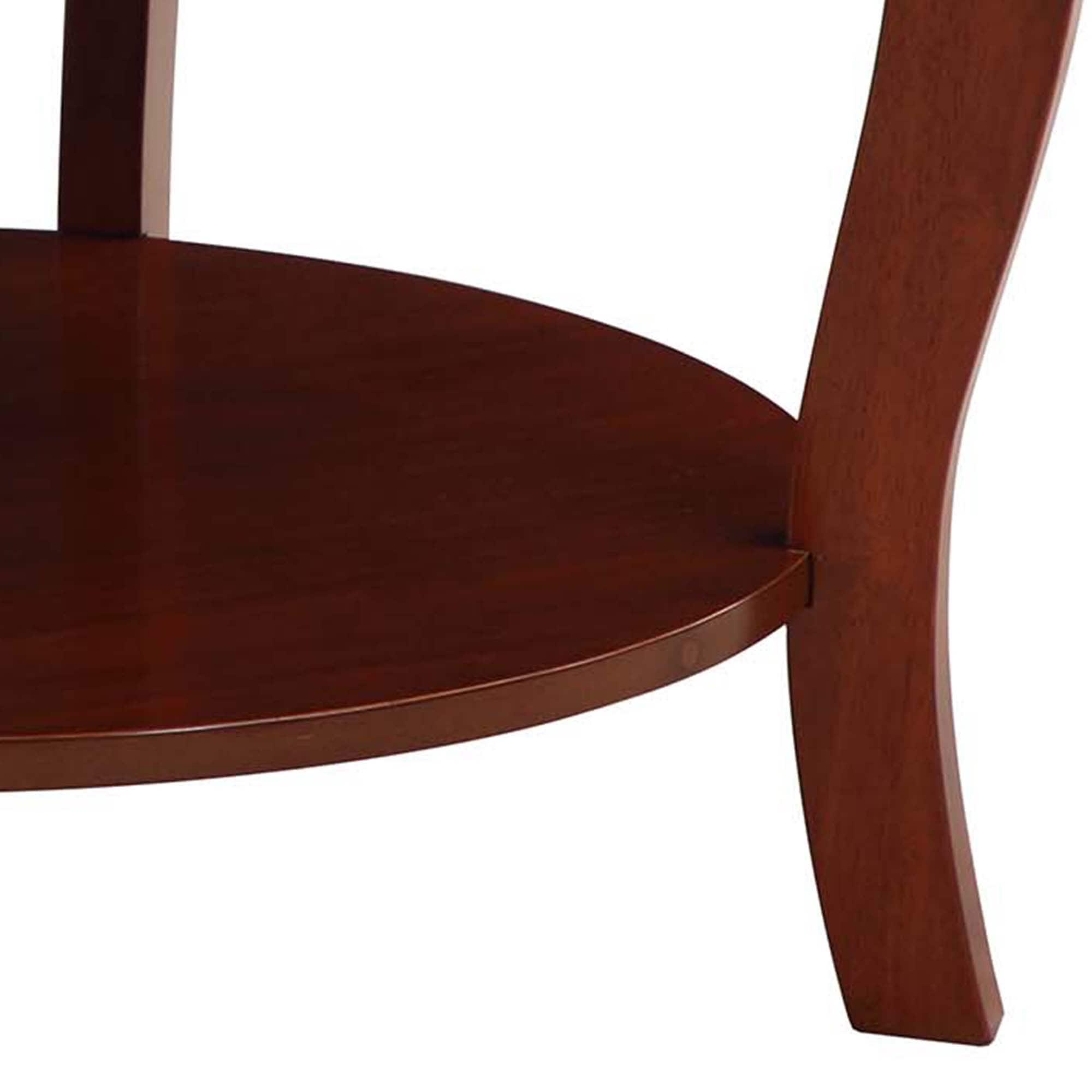 Convenience Concepts American Heritage Round MDF Coffee Table with Shelf, Mahogany